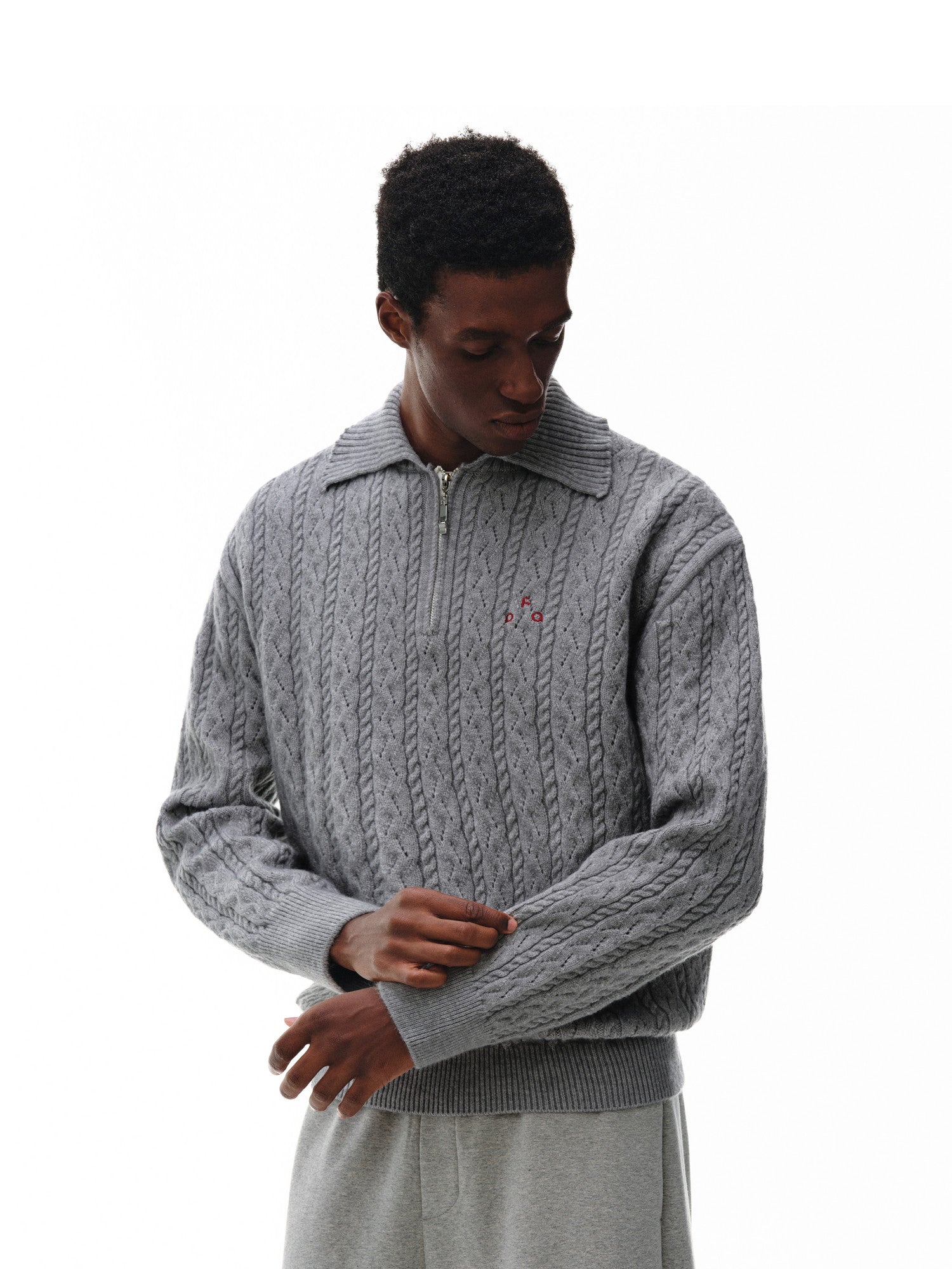 FPA Cable Knit Collar Casual Sweater 2026 New Fall/Winter Half-Zip Premium Knit Pullover for Men