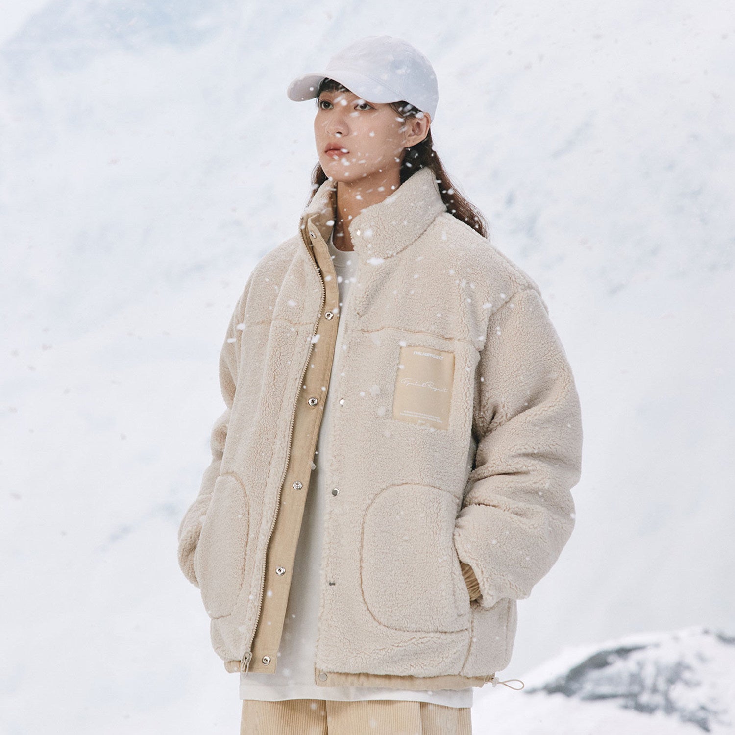 FPA Reversible Sherpa-Lined Corduroy Cotton Jacket Winter Thick Warm Chinese Streetwear Couple Style Cotton Coat for Men