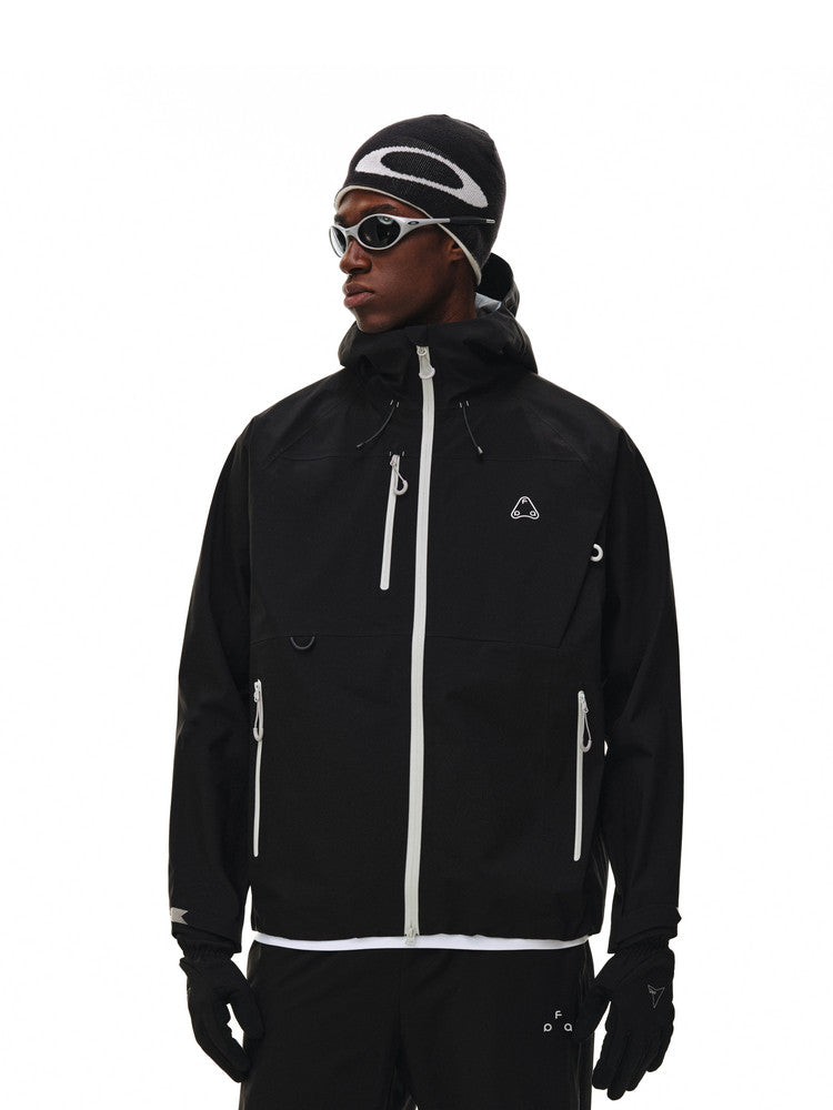 FPA Color-Block Multi-Pocket 3L Shell Jacket for Outdoor Sports and Hiking – Premium Black