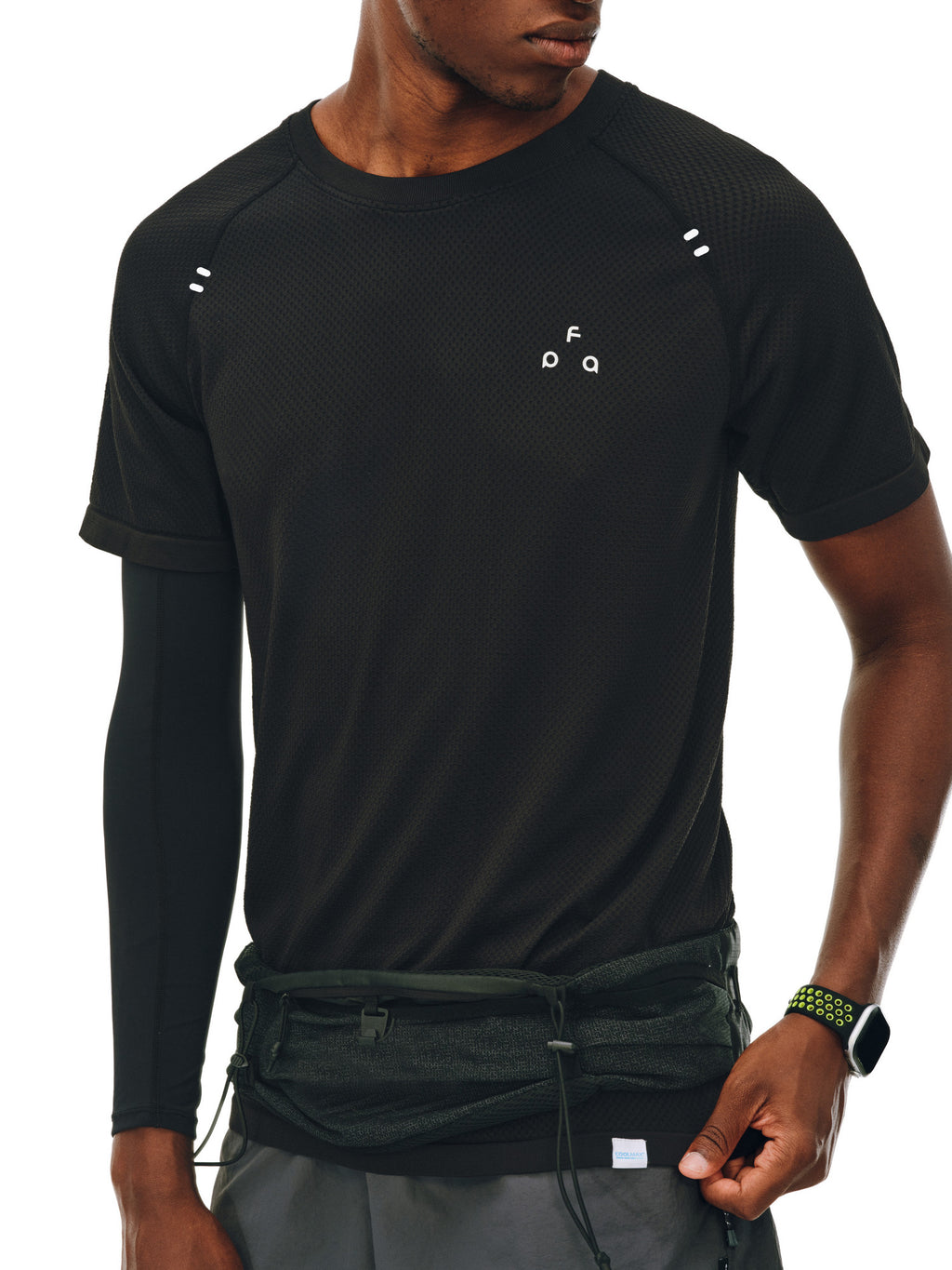 FPA Coolmax Seamless Knit Short Sleeve T-Shirt for Running and Fitness, Summer Basic Logo Tee, Regular Fit, Unisex
