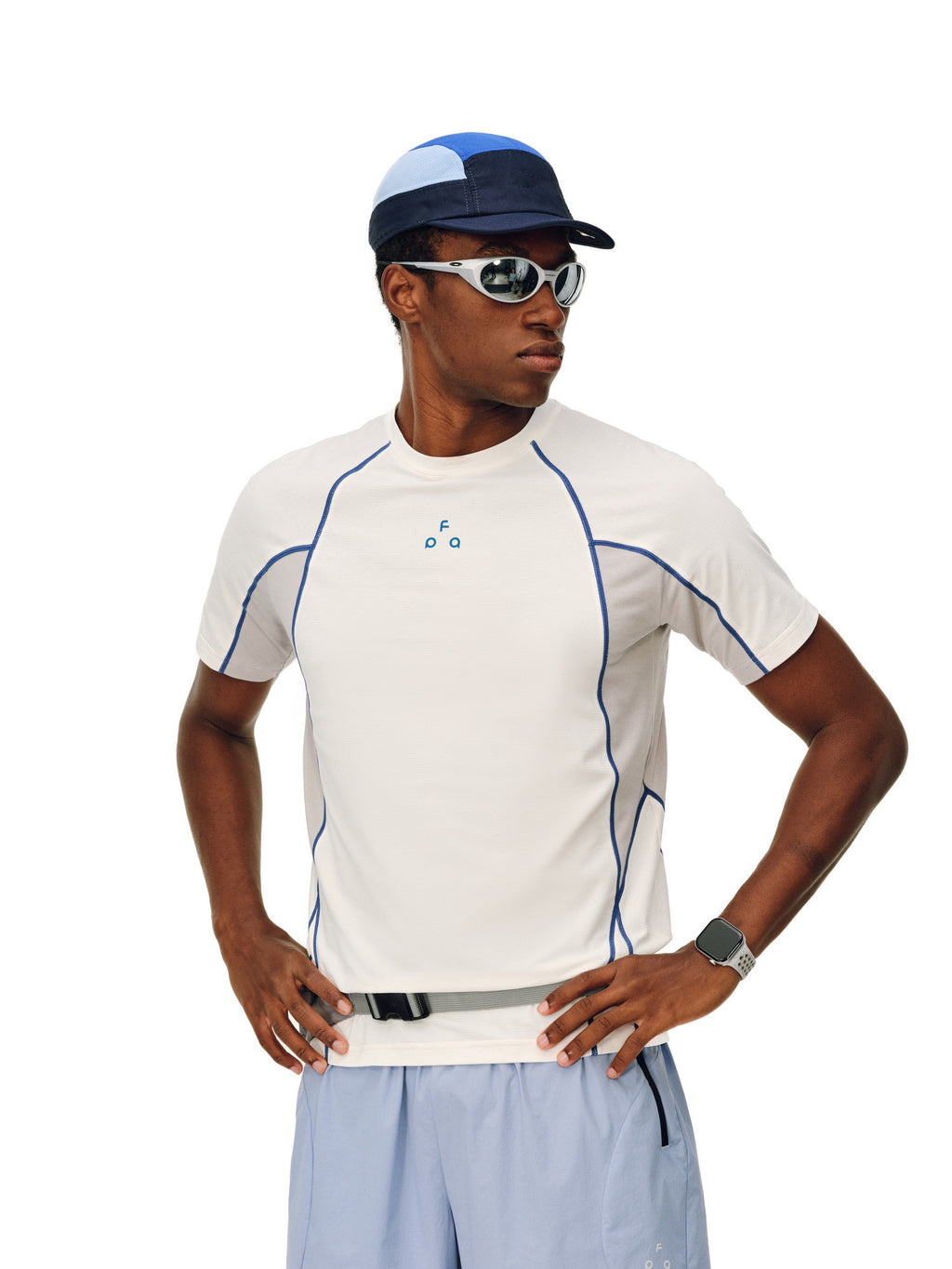 FPA Breathable Quick-Dry Lightweight Color-Block Contrast Stitch Fitness Running Short Sleeve Summer Casual Crew Neck T-Shirt for Men