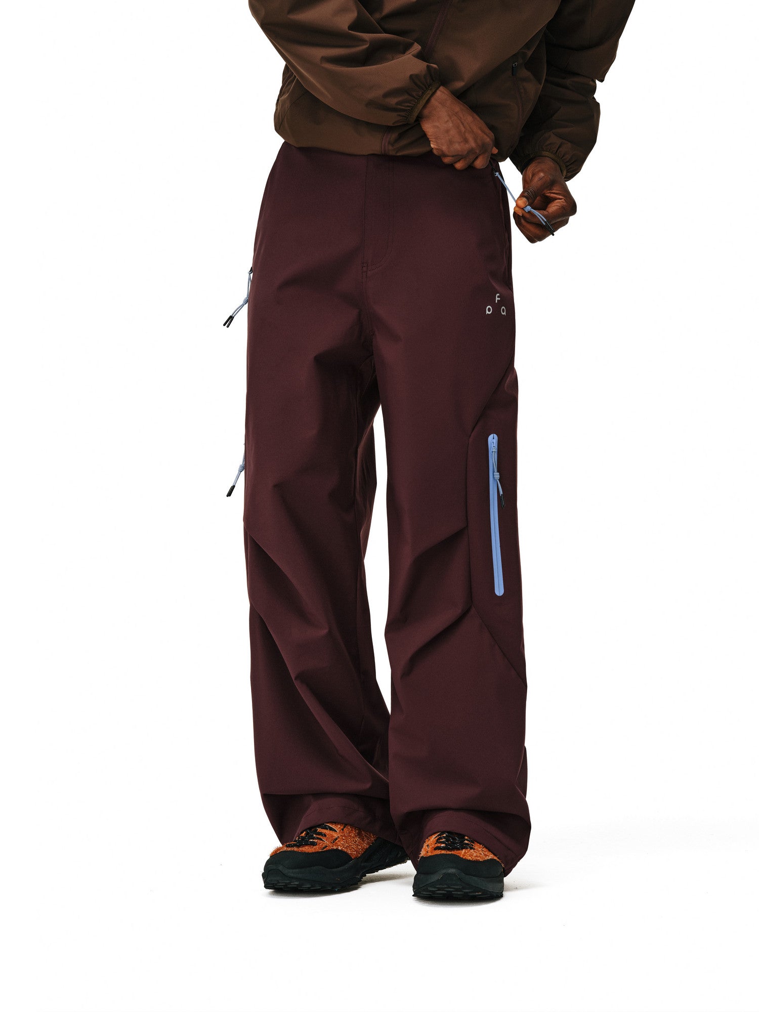 FPA Waterproof Abrasion-Resistant Contrast Zipper Trousers - Chinese Trend Outdoor Sports Mountaineering Windproof Straight-Leg Couple Casual Pants