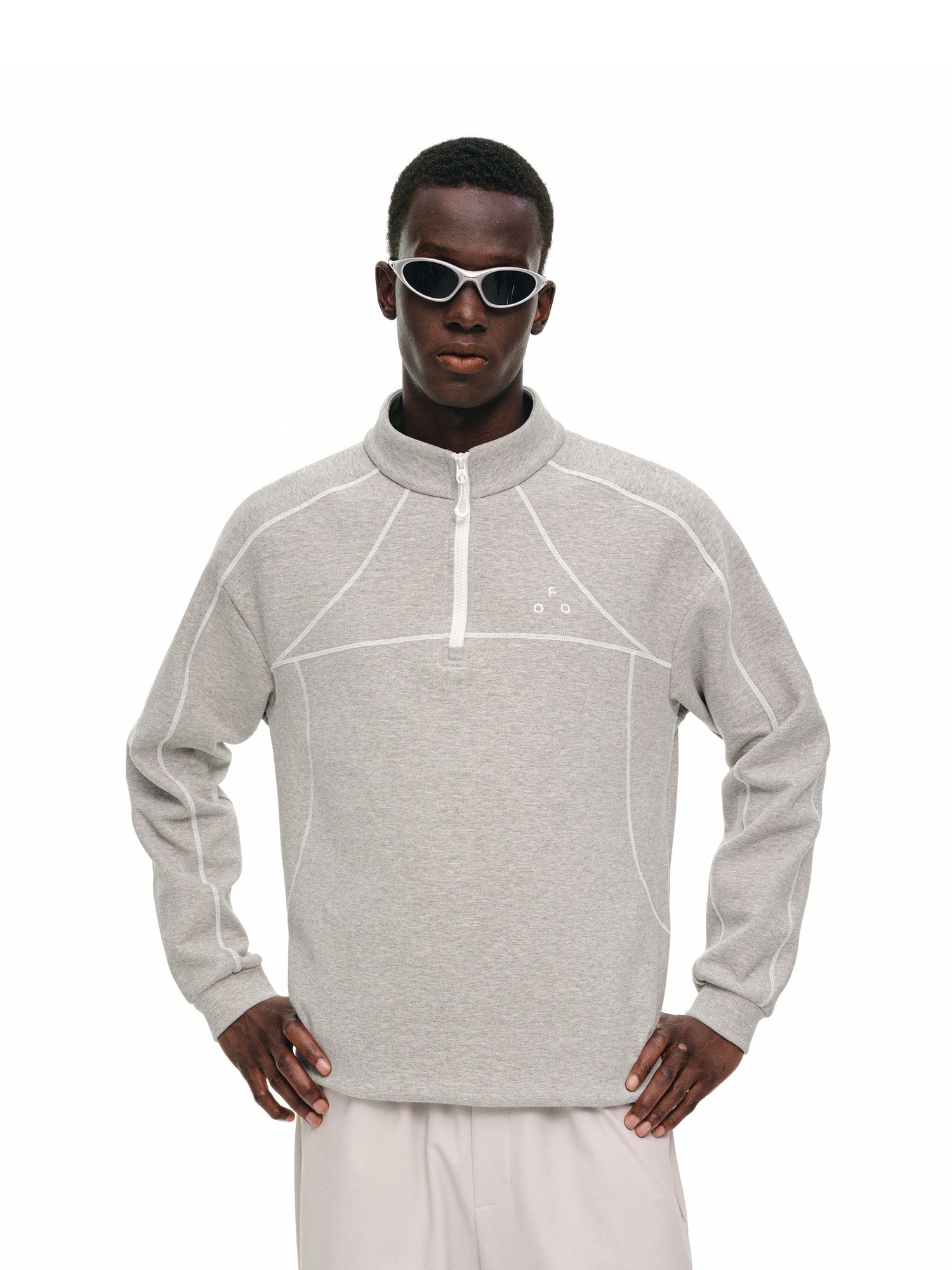 FPA Air Layer Contrast Stitch Half-Zip Athletic Sweatshirt - Autumn Casual Unisex Stand Collar Pullover for Men
