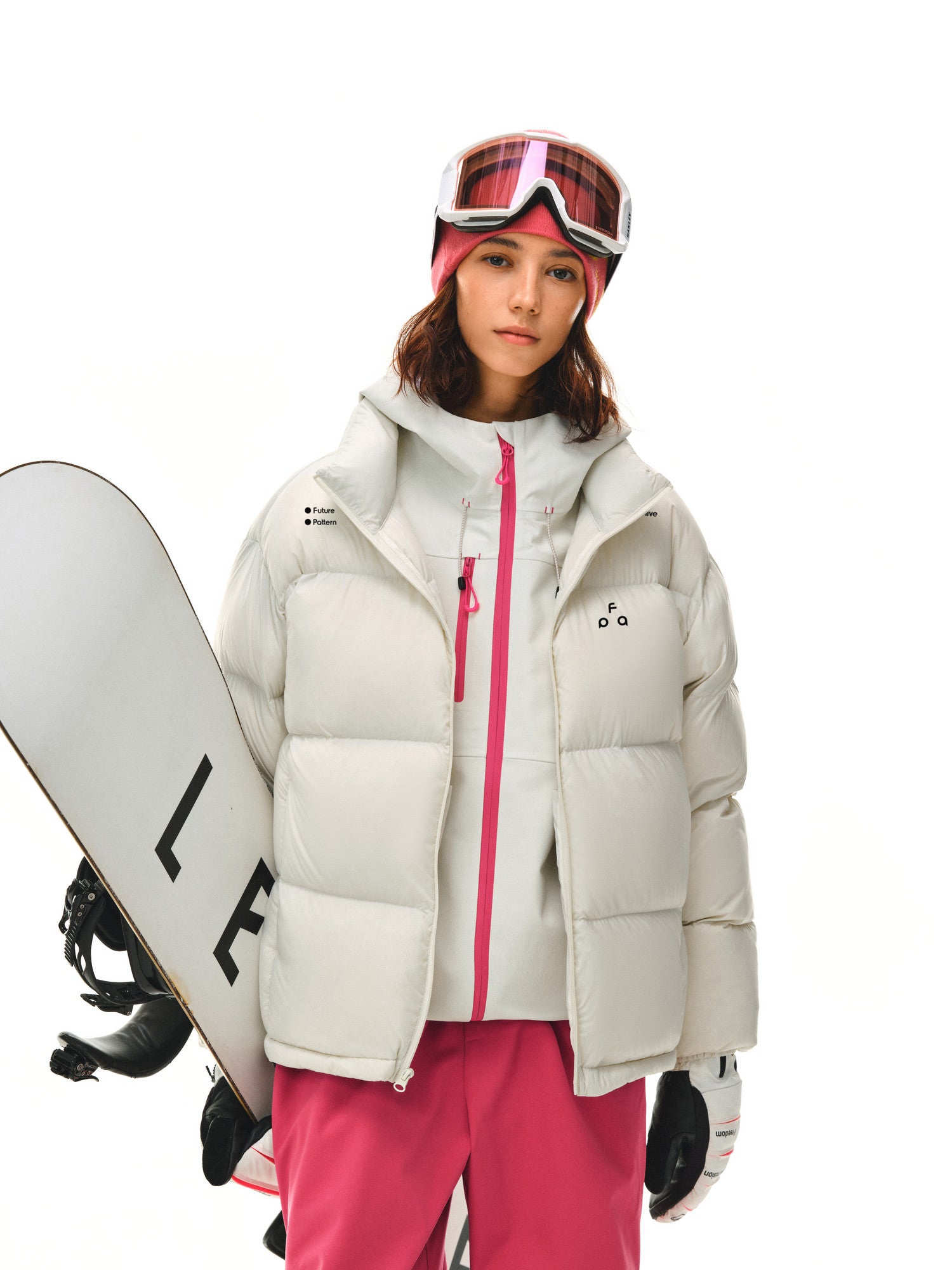 FPA Triangle Logo Sports Pattern Down Jacket Winter Stand Collar Short Warm Thick Couple Down Coat
