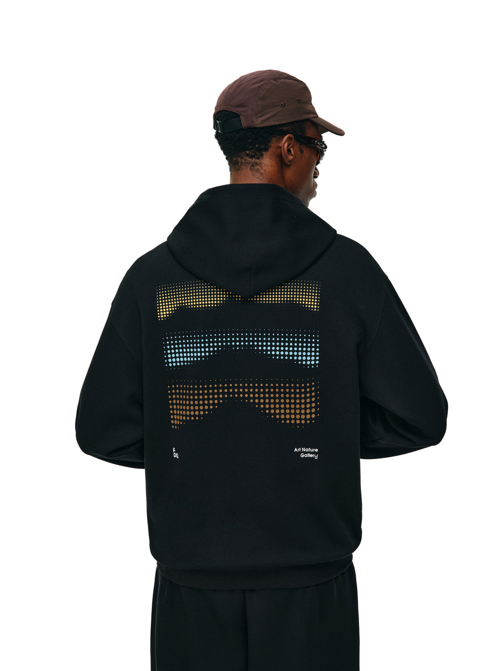 FPA Polka Dot Mountain Contrast Color Sports Hoodie Spring/Autumn Printed Casual Unisex Black Hooded Sweatshirt for Men