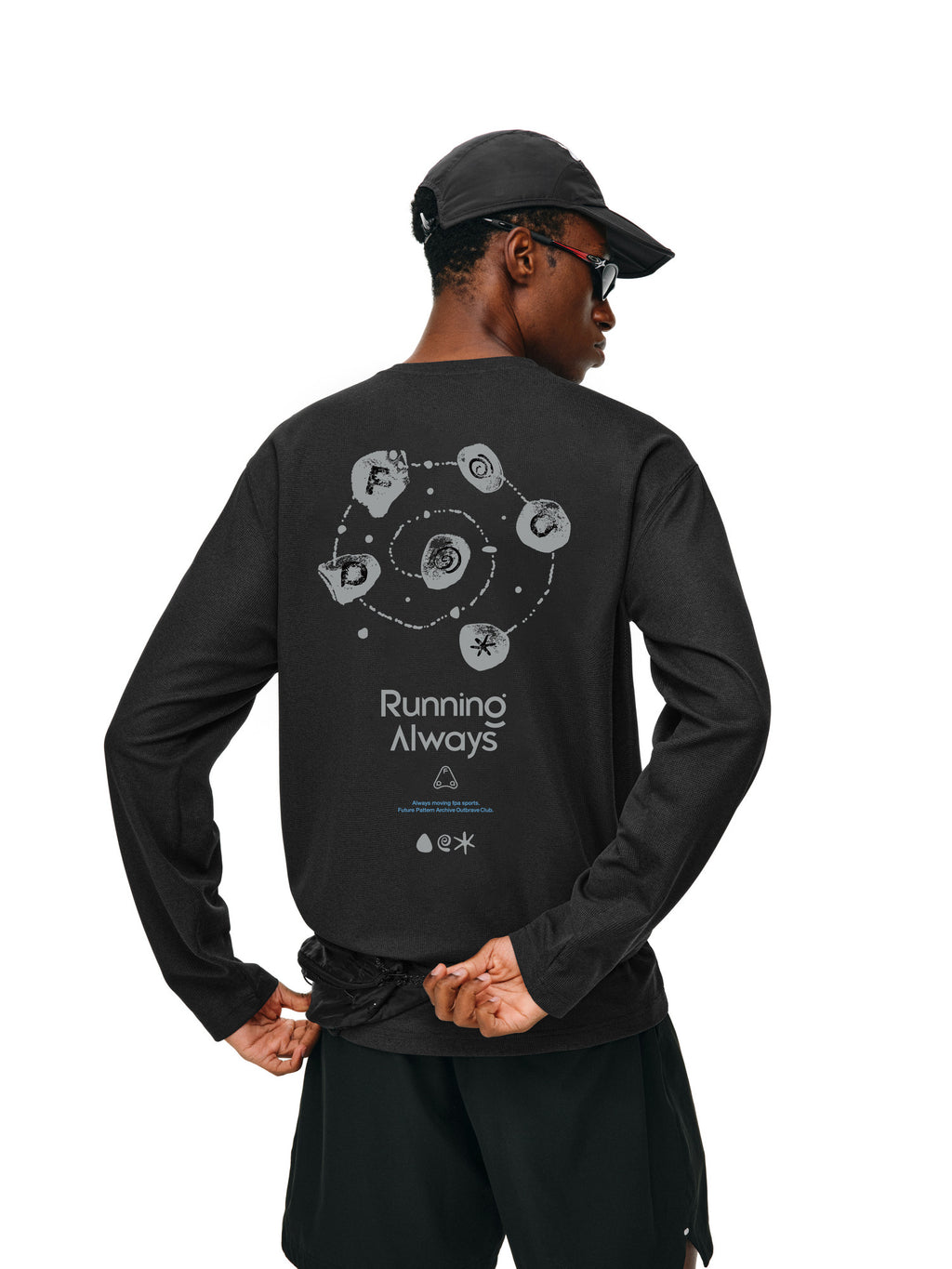FPA Cationic Waffle Antimicrobial Quick-Dry 3M Reflective Print Nature-Inspired Sports T-Shirt Autumn Crew Neck Long Sleeve