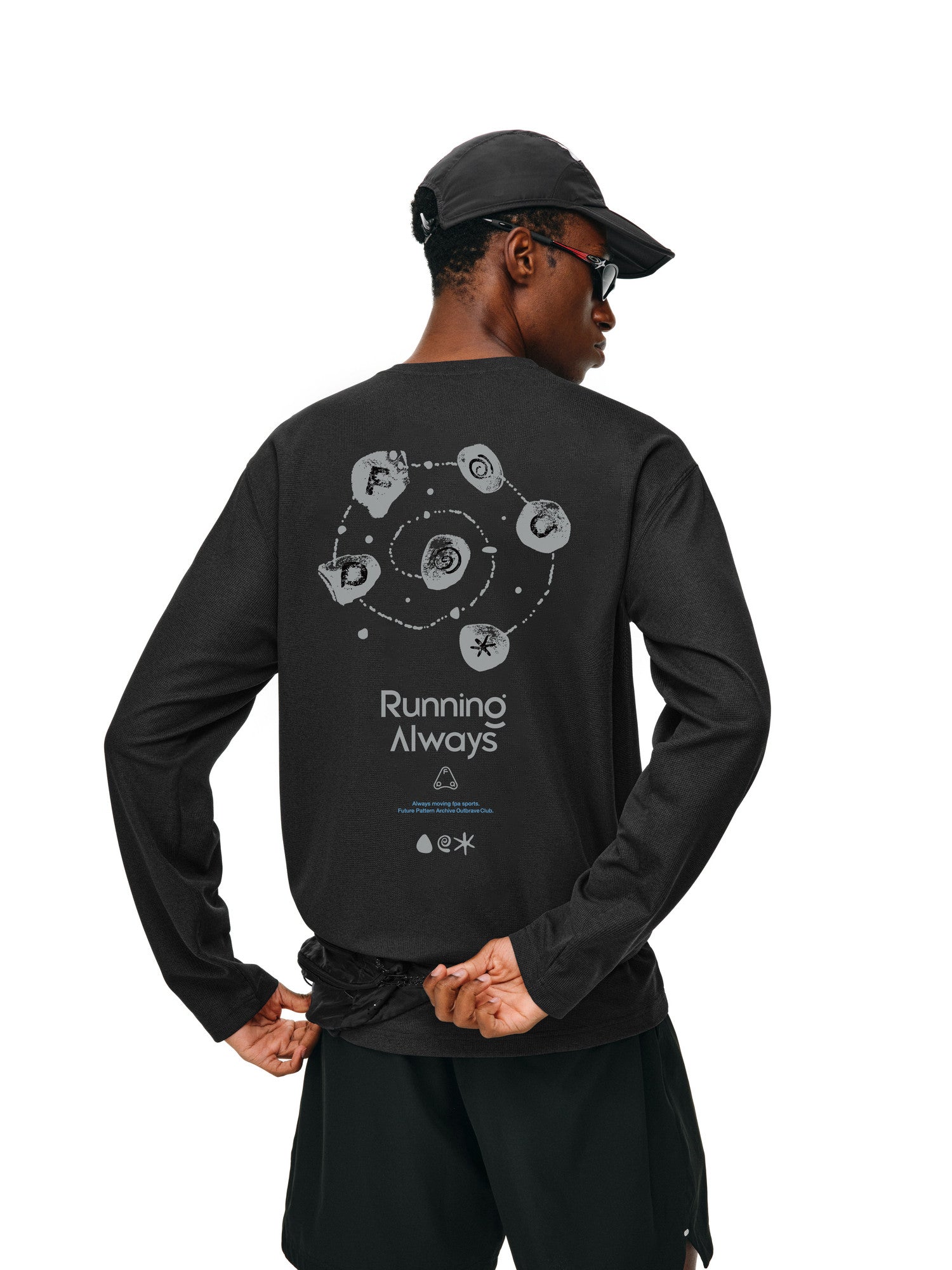 FPA Cationic Waffle Antimicrobial Quick-Dry 3M Reflective Print Nature-Inspired Sports T-Shirt Autumn Crew Neck Long Sleeve