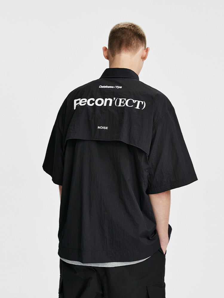 FPA Deconstructed Pocket Zip Short-Sleeve Shirt - Streetwear Summer Loose Casual Half-Sleeve Shirt for Men