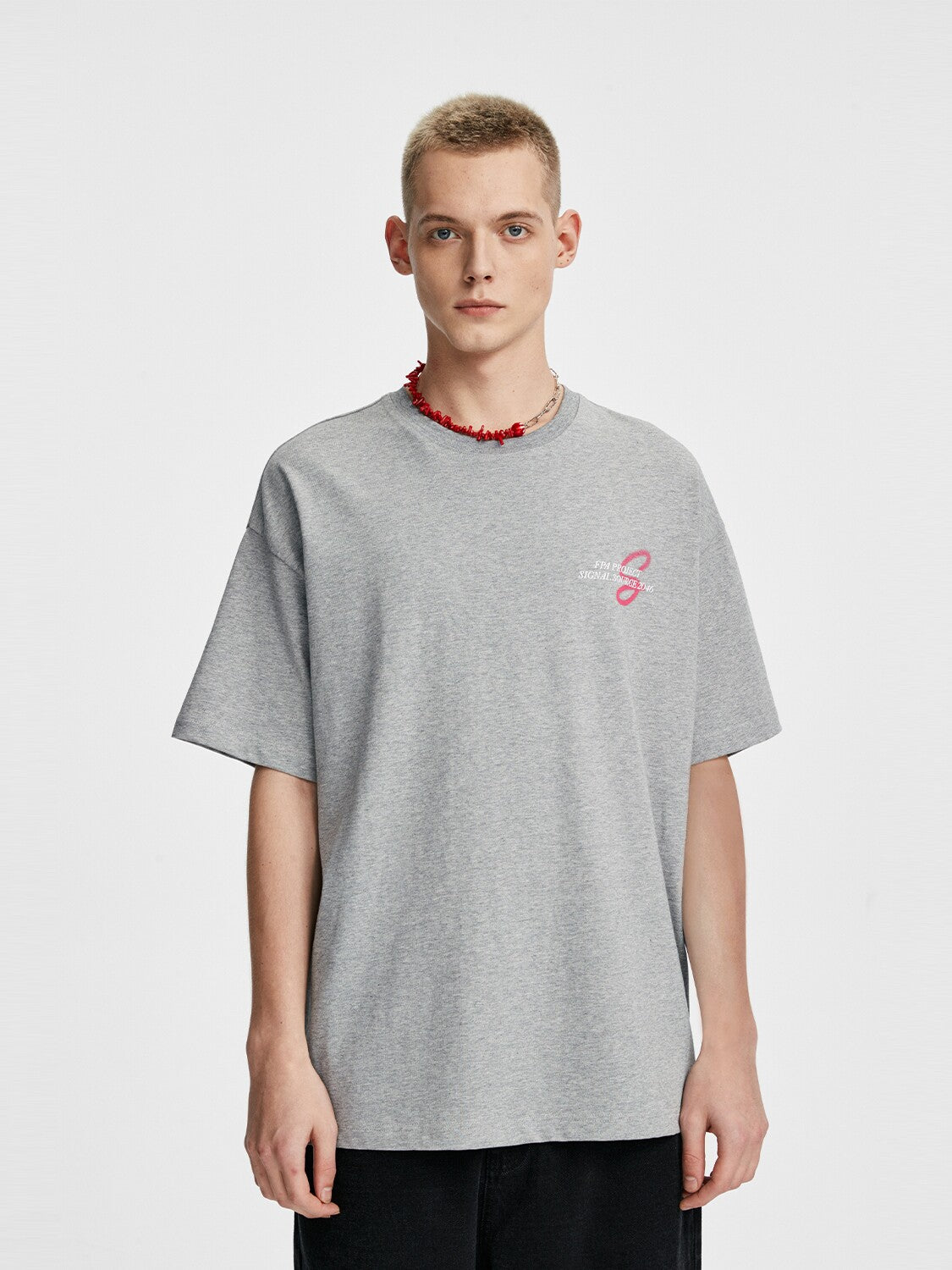 FPA Blur Font Graphic Short-Sleeve T-Shirt - Streetwear, Round Neck, Loose Fit, Summer, Unisex, Men