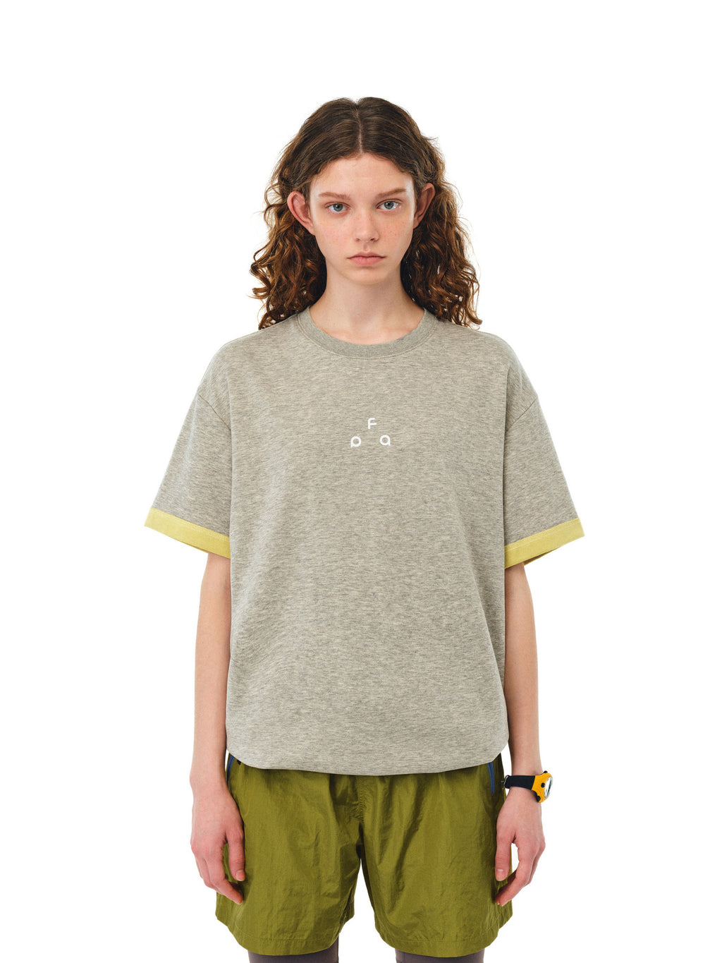 FPA Sports Triangle Logo Two-Tone Short Sleeve T-Shirt, Chinese Streetwear Loose Fit Round Neck Printed Half Sleeve Couple Summer Tee
