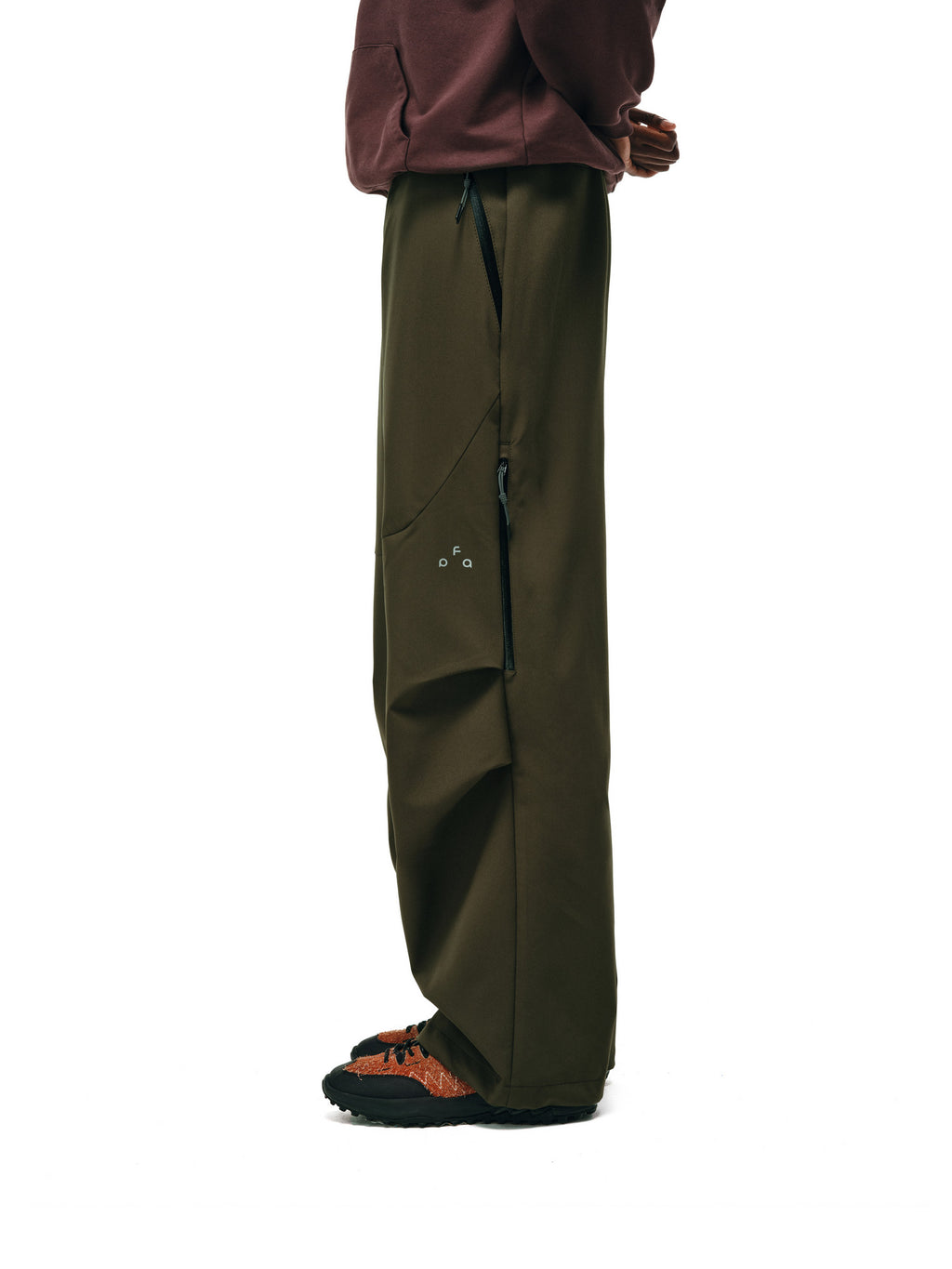 FPA Outdoor Softshell Casual Four-Way Stretch Skin-Friendly Drape Zipper Pants Men's Trendy Black Sports Pants