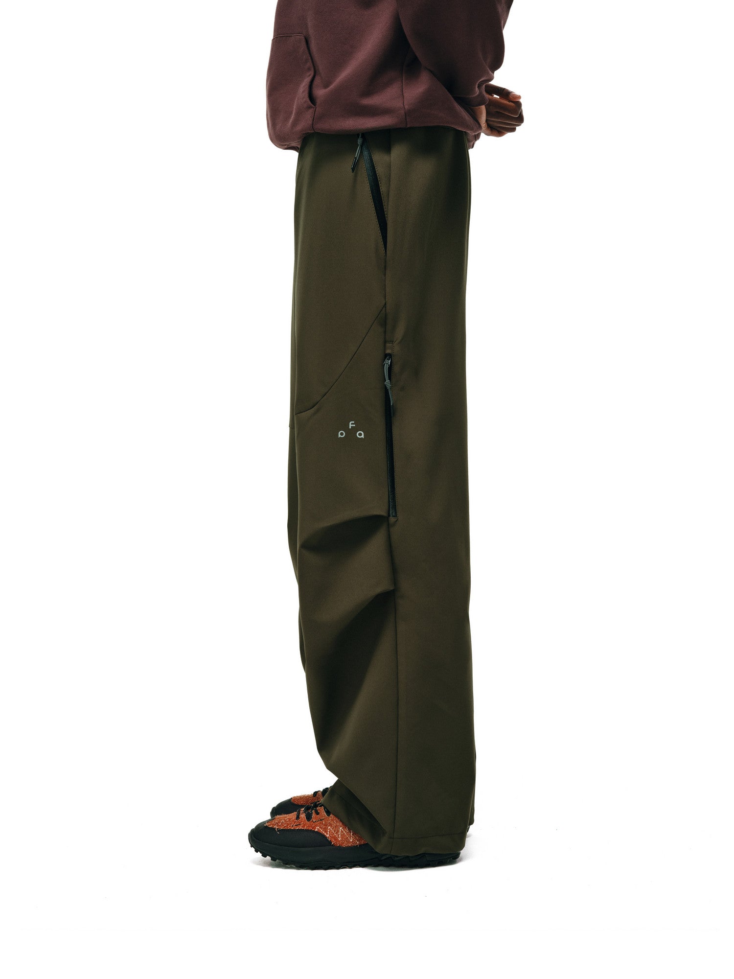 FPA Outdoor Softshell Casual Four-Way Stretch Skin-Friendly Drape Zipper Pants Men's Trendy Black Sports Pants
