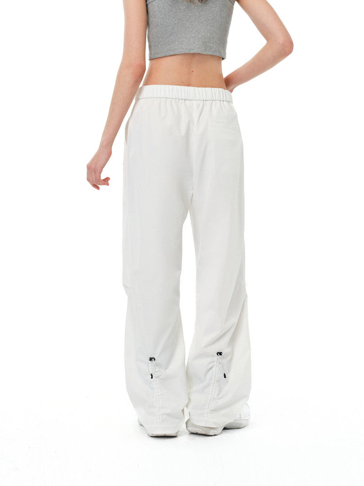 FPA Outdoor Three-Proof Adjustable Length Paratrooper Pants, National Trend Summer Design Loose Sports White Casual Pants