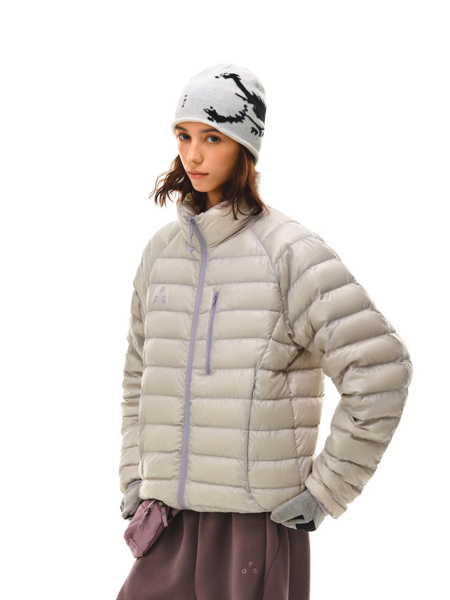 FPA Contrast Logo Printed Down Jacket – Autumn/Winter Lightweight Stand Collar Casual Couple Outdoor Coat