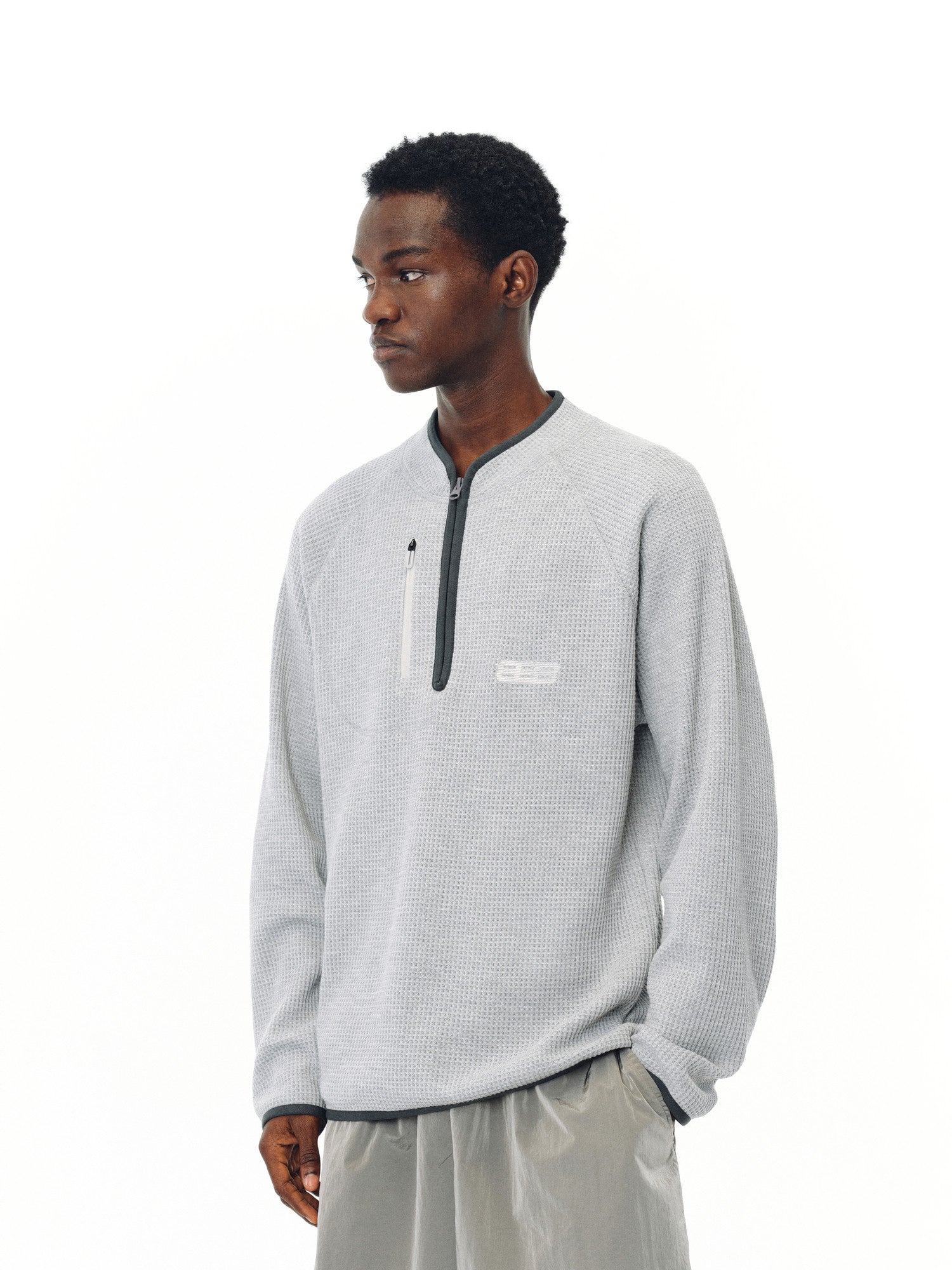 FPA Sports Waffle Cotton Half-Zip Long Sleeve Spring/Fall Loose Casual Unisex National Trend T-Shirt