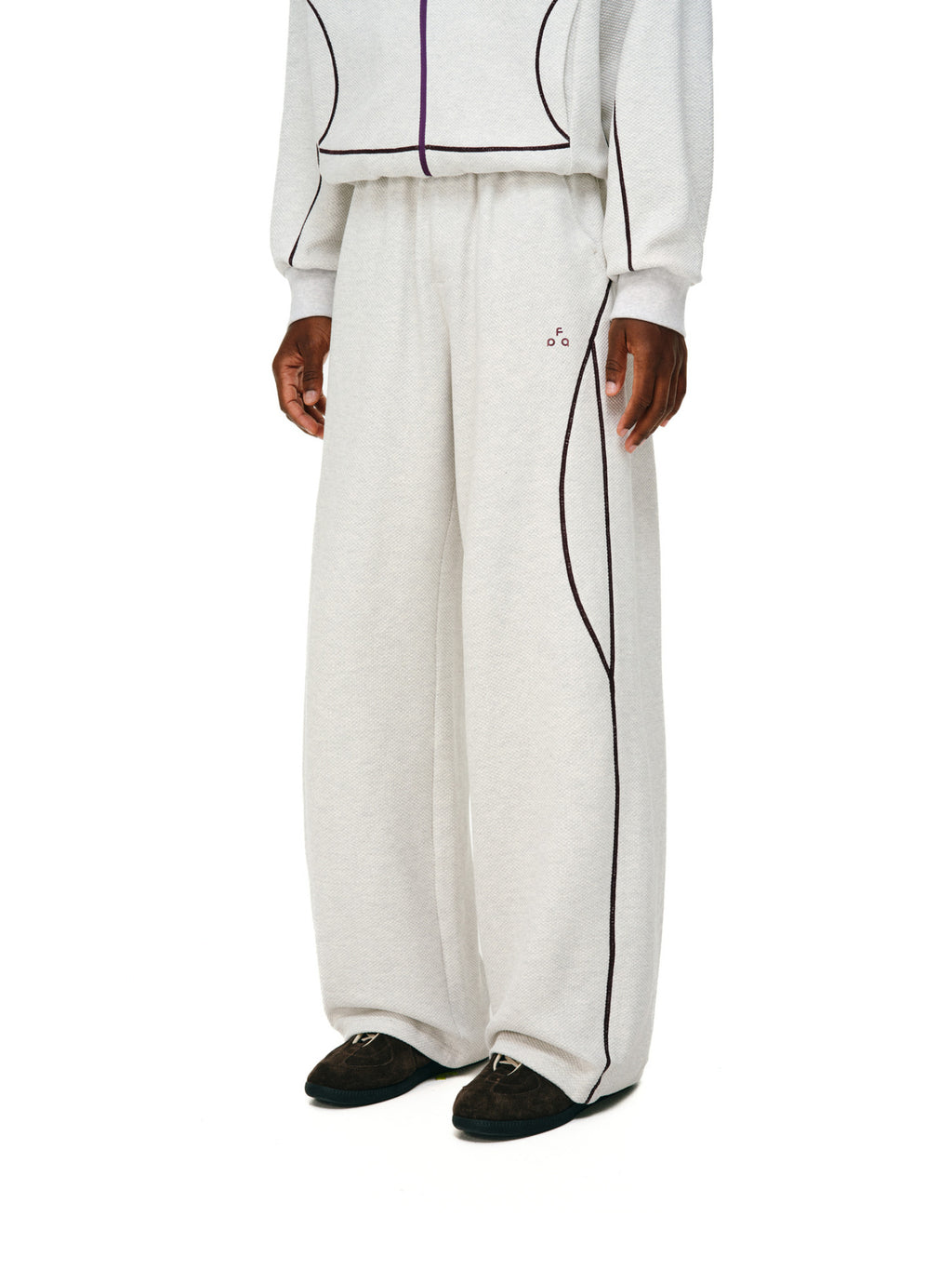 FPA Checkered Texture Hasso Sweatpants – Loose Straight-Leg Contrast Color Couple Casual Long Pants for Spring/Autumn