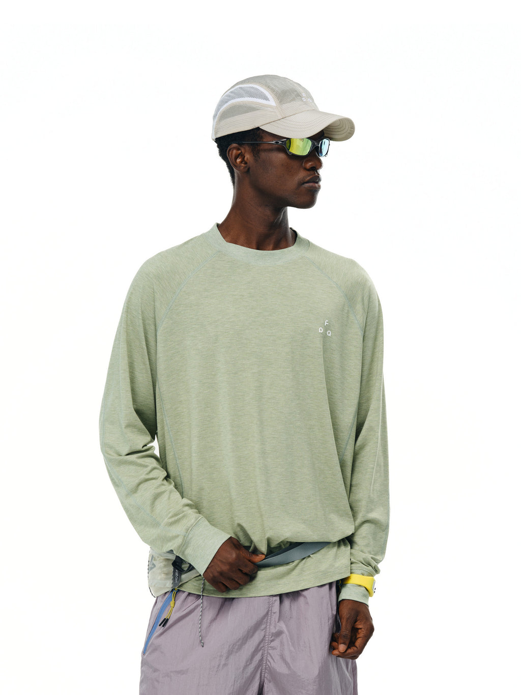 FPA Sorona Antibacterial Yarn-Dyed Logo Long-Sleeve T-Shirt - Chinese Streetwear Casual Loose Round Neck Couple Tee