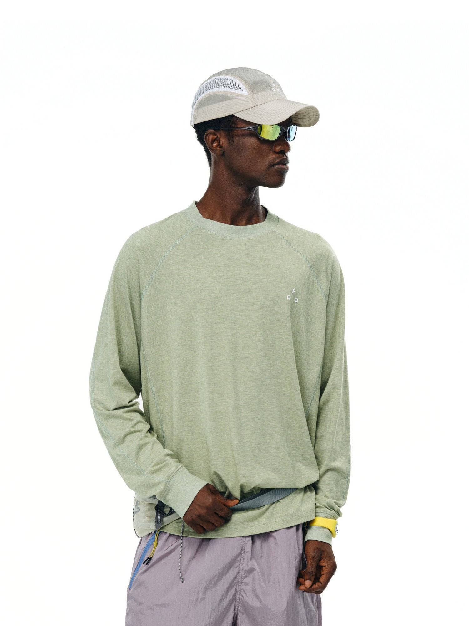 FPA Sorona Antibacterial Yarn-Dyed Logo Long-Sleeve T-Shirt - Chinese Streetwear Casual Loose Round Neck Couple Tee