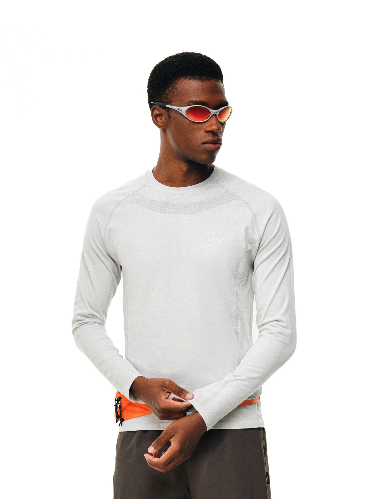 FPA Stretch Quick-Dry Seamless Long Sleeve Running T-Shirt for Men - Outdoor Fitness Contrast Color Crew Neck Autumn