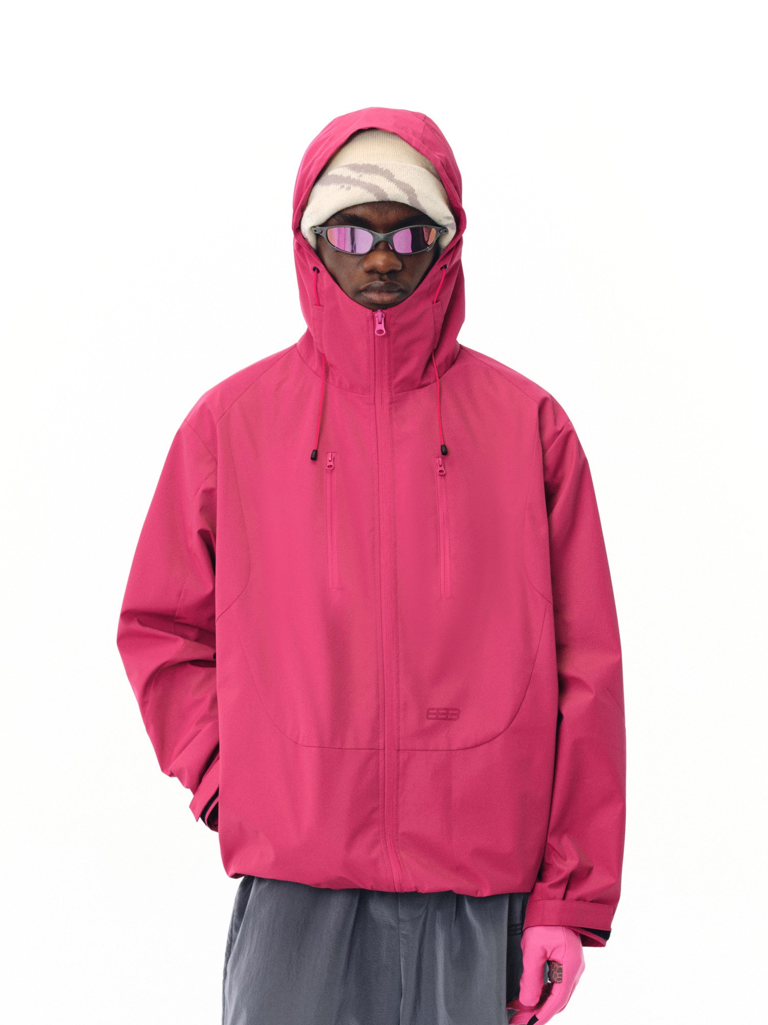 FPA Outdoor Three-Proof Double-Zip Hooded Structured Shell Jacket, Chinese Streetwear Sports Windbreaker for Men