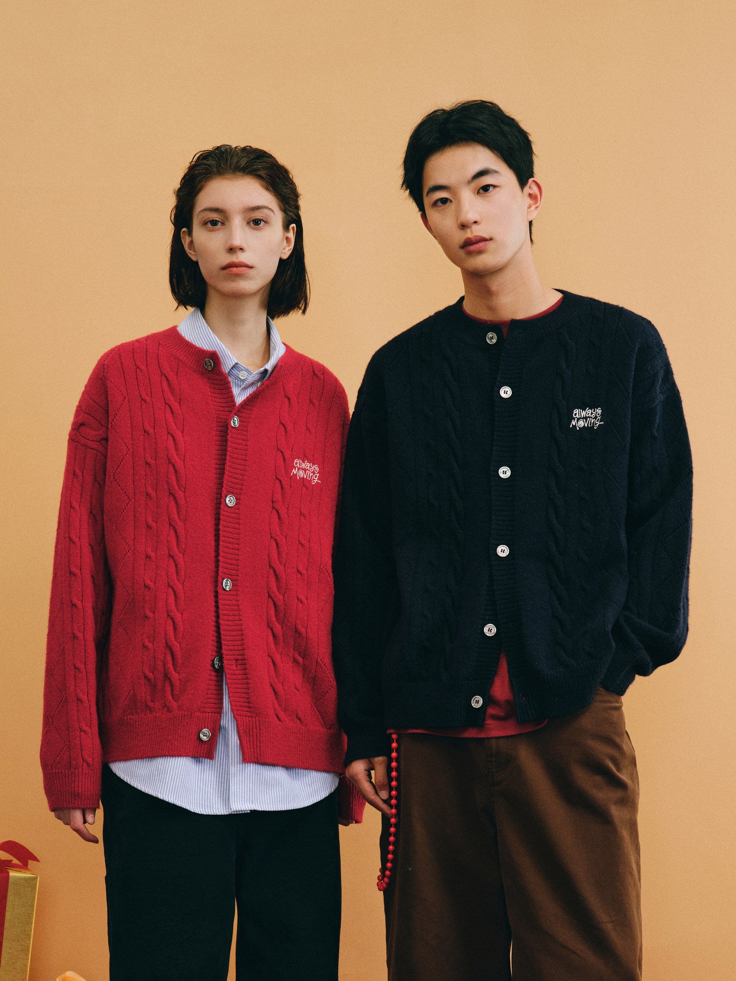 FPA Cable Knit Round Neck Cardigan Sweater – Spring Trendy Unisex Loose Fit Casual Knit Top for Couples