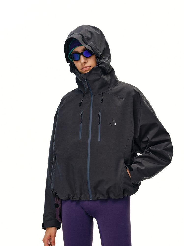 FPA Rain Shield Sealed Seam Three-Layer Protective Hard Shell Outdoor Short Hooded Jacket - Chinese Trend Sports Mountaineering Jacket for Women