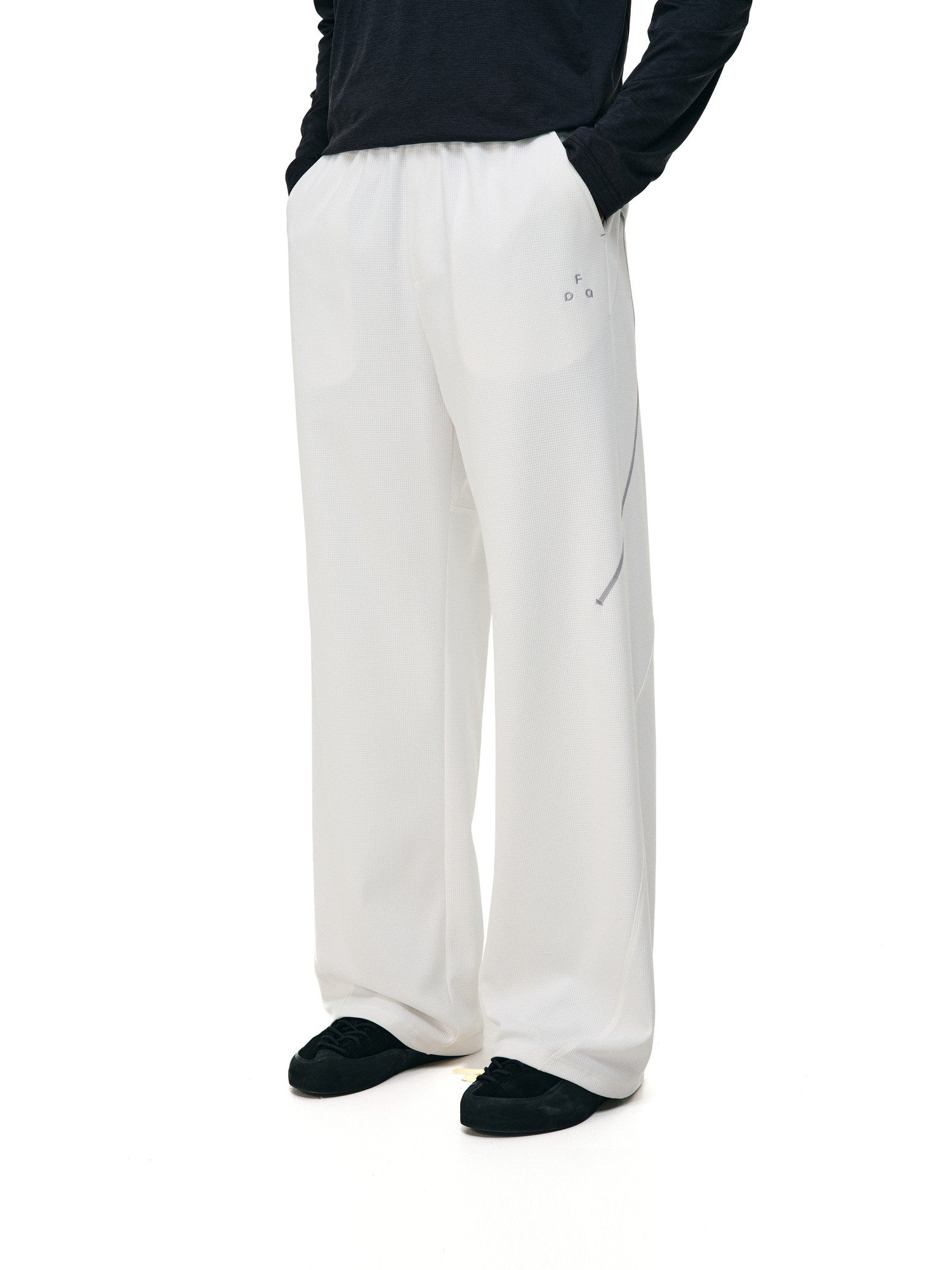 FPA Checkered Texture Casual Straight-Leg Pants – Contrast Color Athletic Outdoor Basic Logo Unisex Long Pants for Men