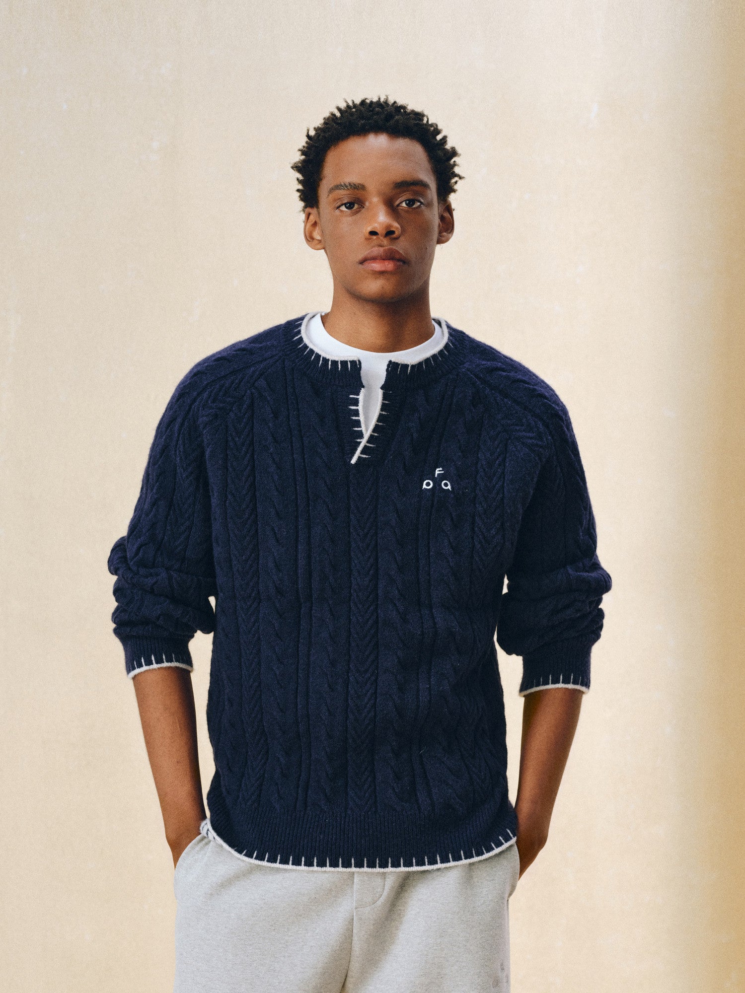 FPA Henry Neck Casual Pullover Sweater – Retro V-Neck Design, Premium Knit Couple Sweater for Spring & Autumn