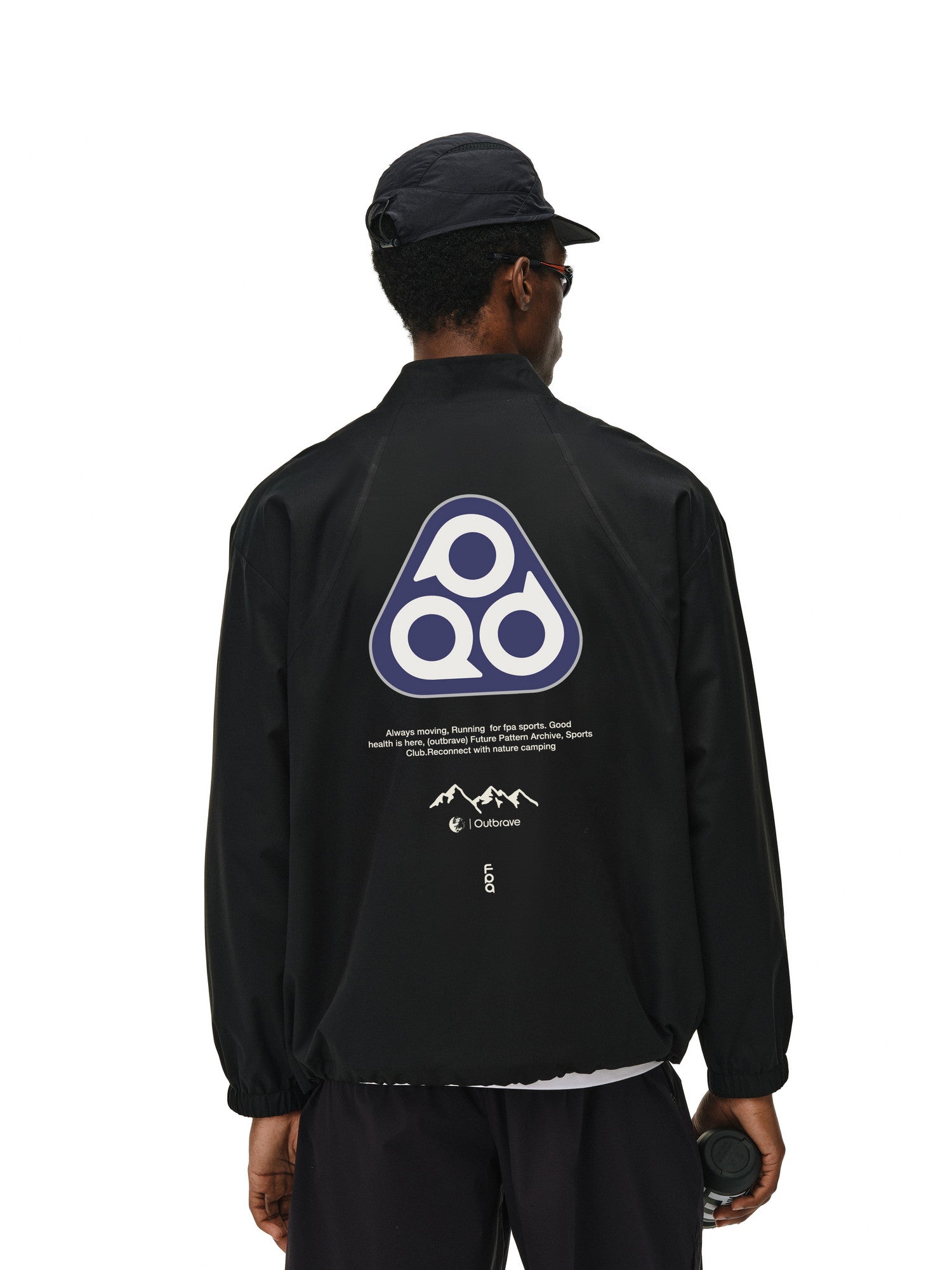FPA Brand Triangle Logo Zip-Up Sports Jacket for Men – Spring/Fall Stand Collar Printed Lightweight Outdoor Coat