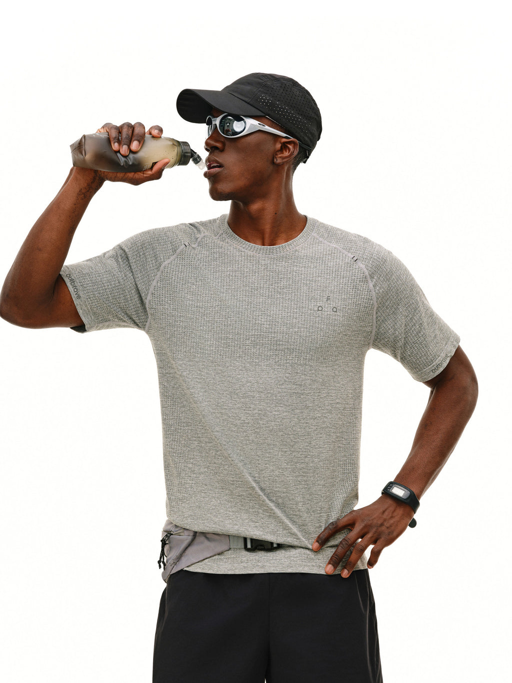 FPA Men's Knit Short Sleeve T-Shirt for Sports and Outdoor Activities, Breathable, Moisture-Wicking, Quick-Dry, Logo Design