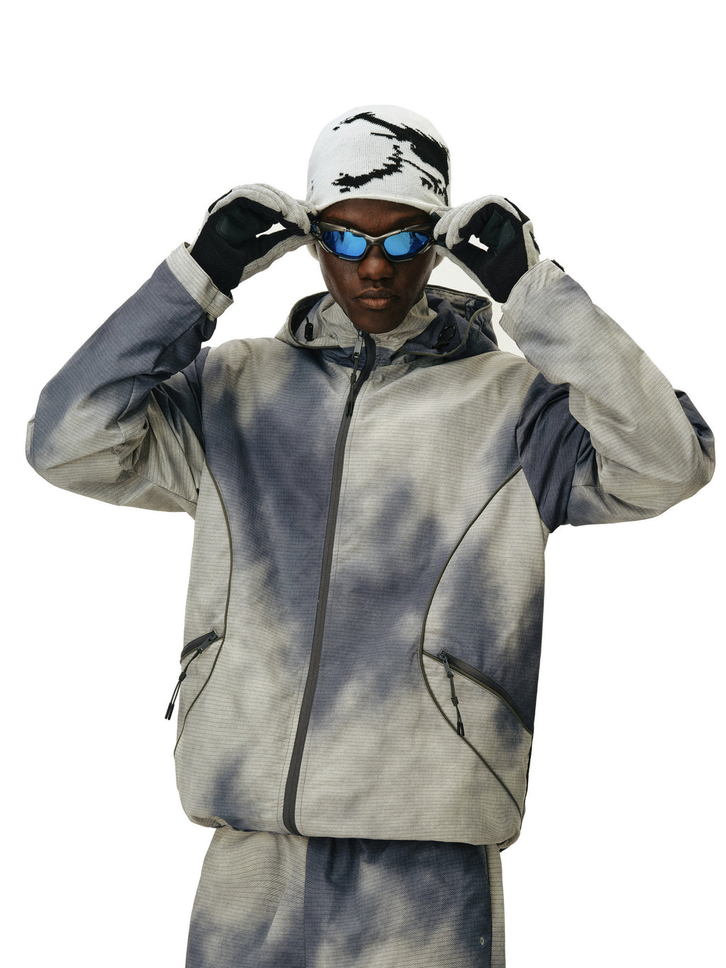 FPA Three-Proof Plaid Tie-Dye Outdoor Reflective Jacket – Chinese Streetwear Design, Loose Hooded Coat for Spring/Fall