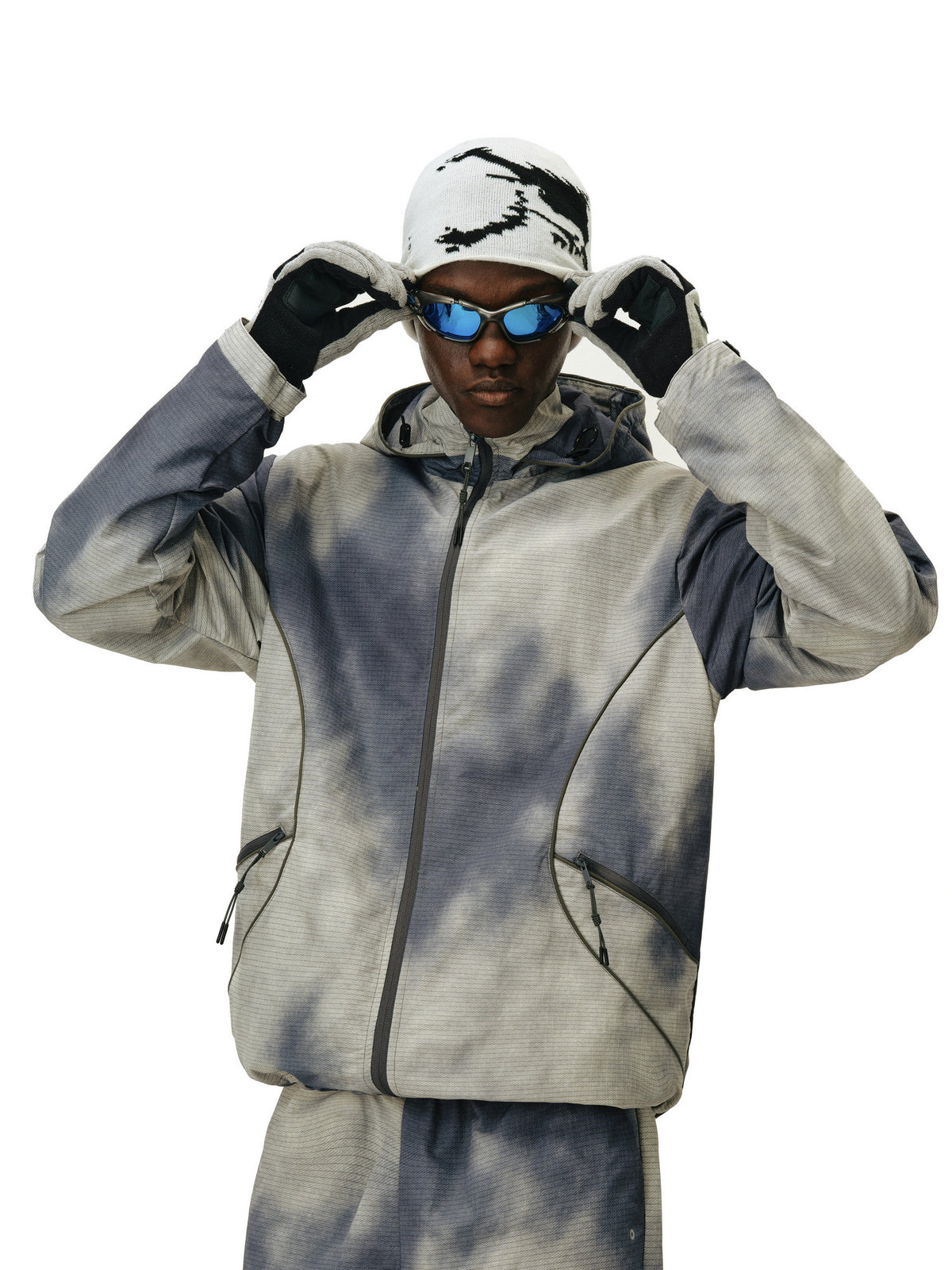 FPA Three-Proof Plaid Tie-Dye Outdoor Reflective Jacket – Chinese Streetwear Design, Loose Hooded Coat for Spring/Fall
