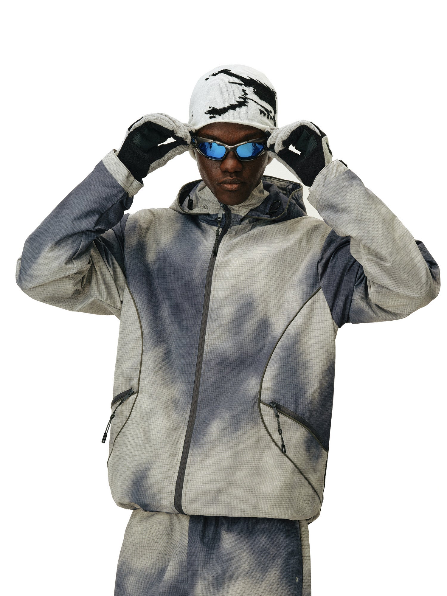 FPA Three-Proof Plaid Tie-Dye Outdoor Reflective Jacket – Chinese Streetwear Design, Loose Hooded Coat for Spring/Fall
