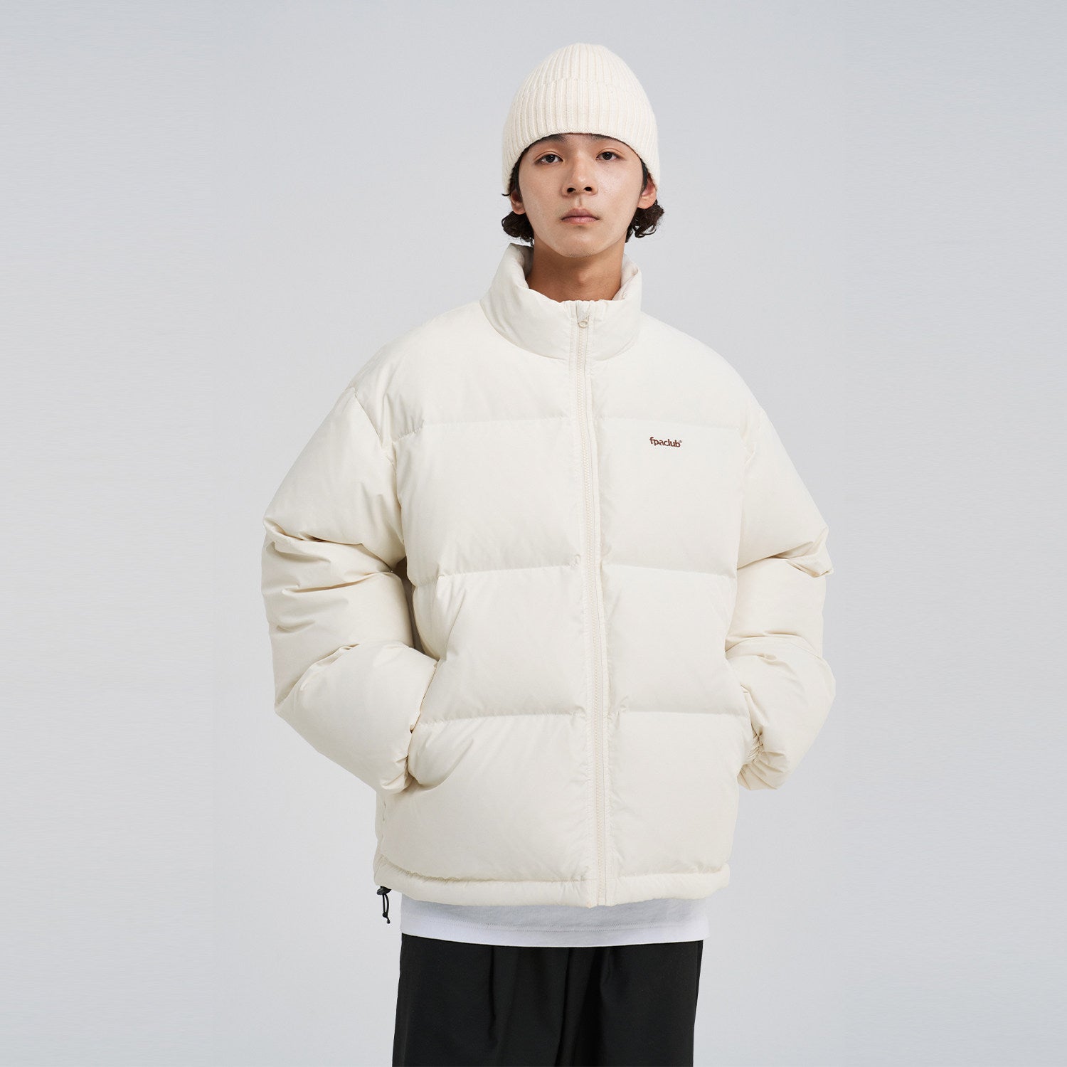 FPA 90% White Duck Down Basic Green Puffer Jacket, Thick Warm Unisex Winter Coat