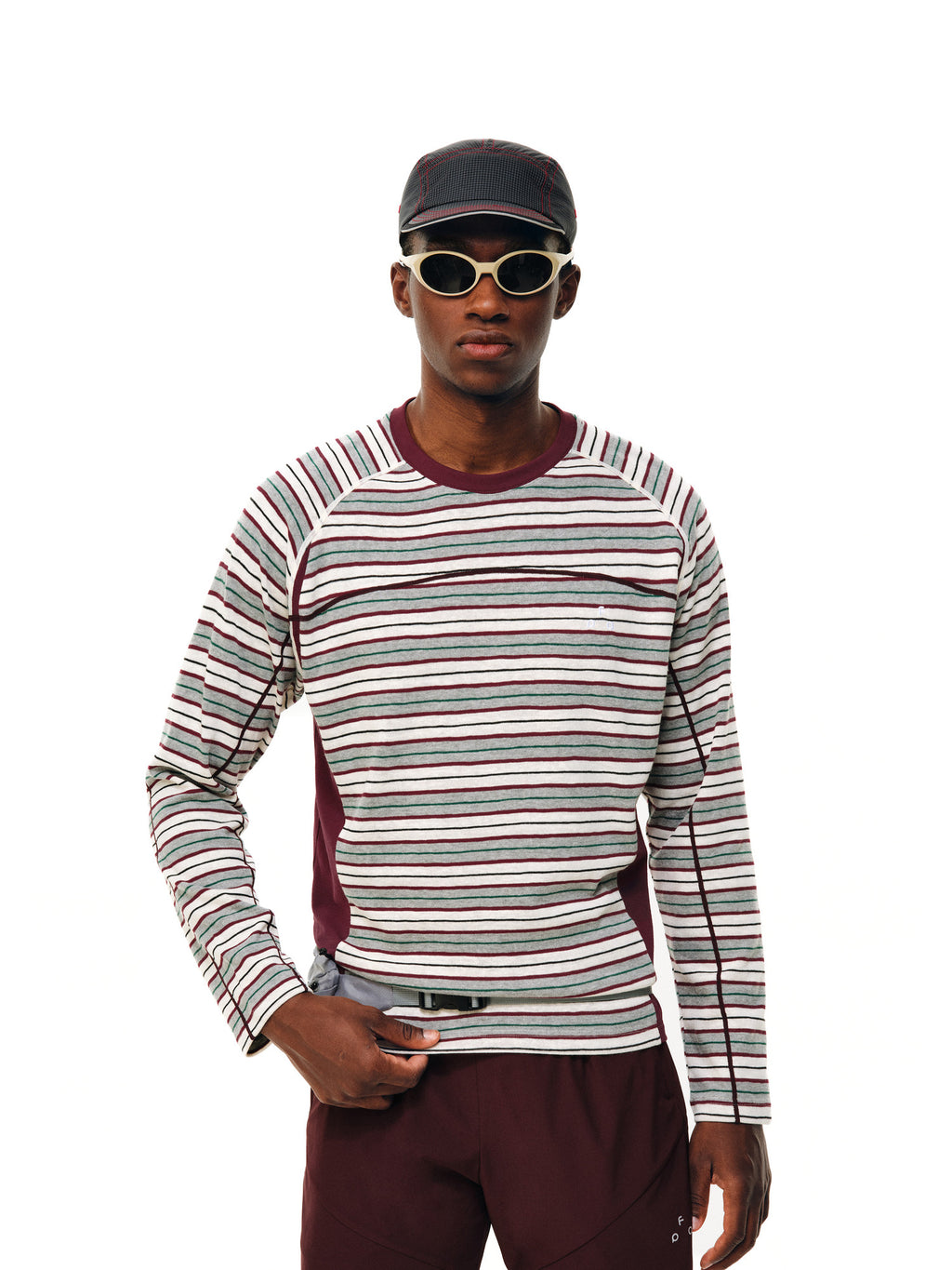 FPA Antibacterial Skin-Friendly Contrast Texture Stripe Long-Sleeve 2026 Autumn New Couple Round Neck Casual Sports T-Shirt