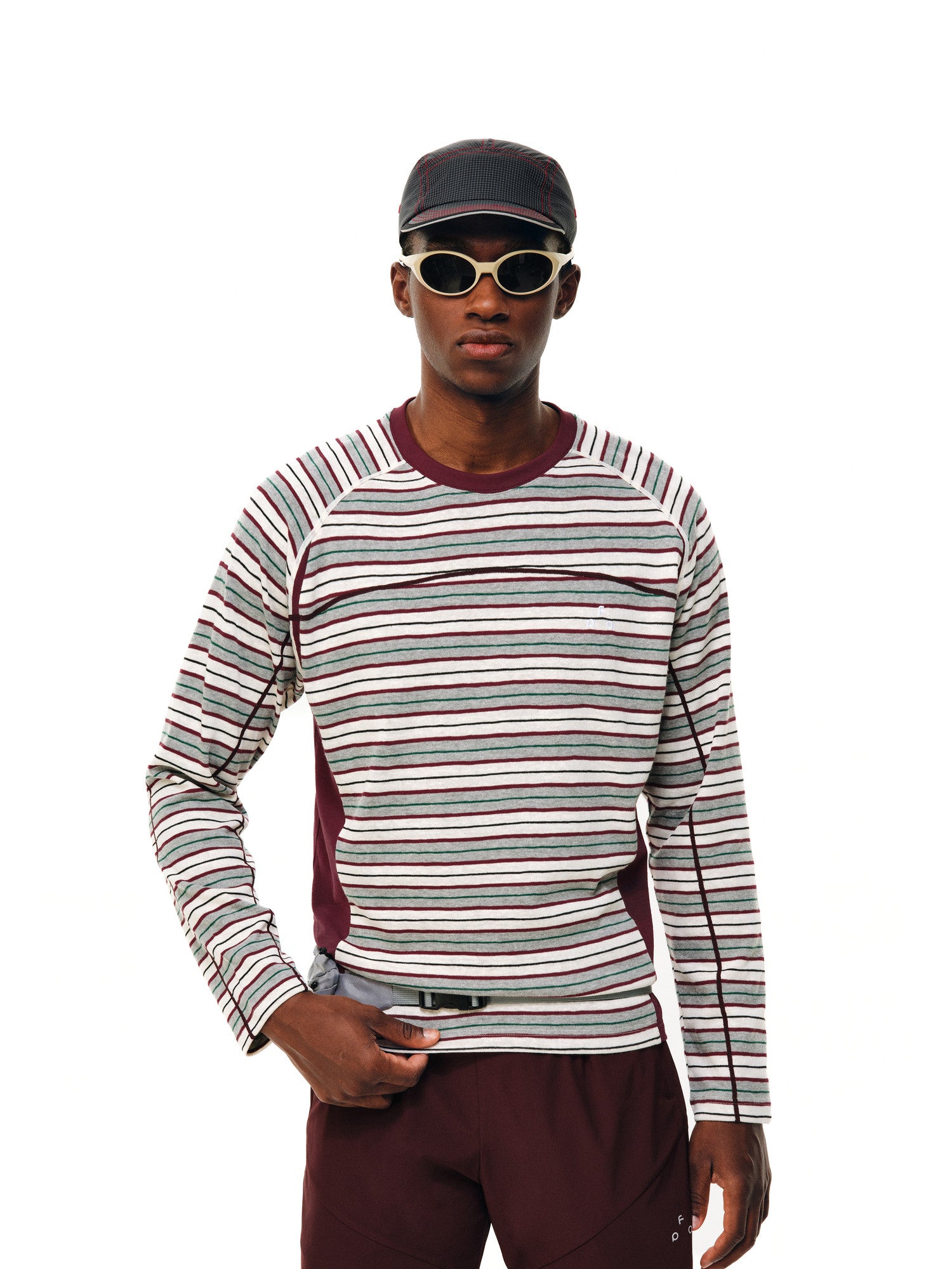 FPA Antibacterial Skin-Friendly Contrast Texture Stripe Long-Sleeve 2026 Autumn New Couple Round Neck Casual Sports T-Shirt