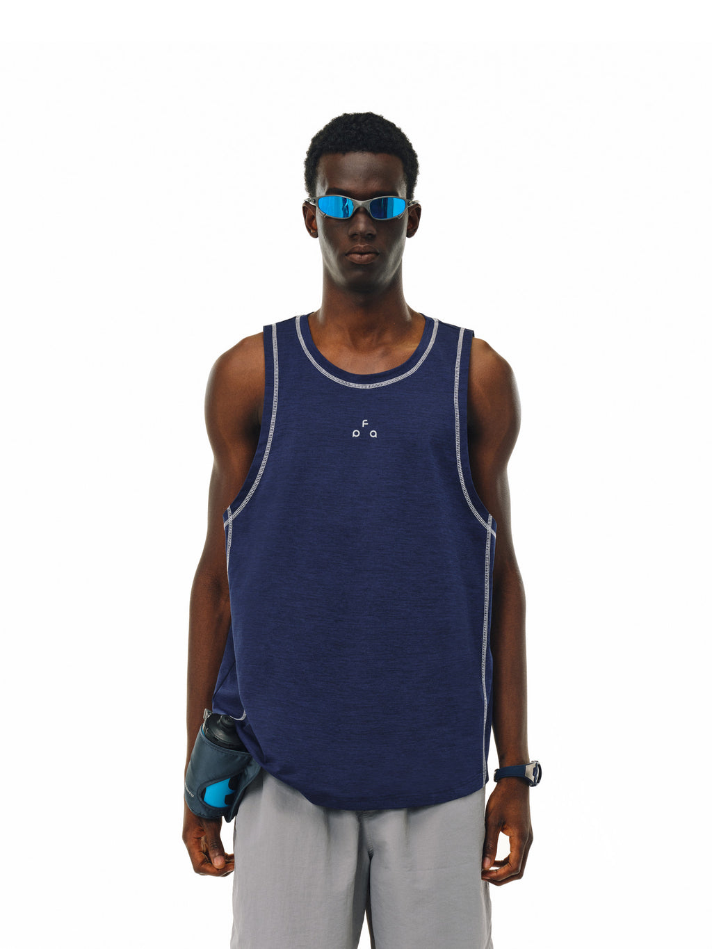 FPA High-Stretch Heather Contrast Yarn Sleeveless Vest - Summer Loose Round Neck Basketball Fitness Tank Top