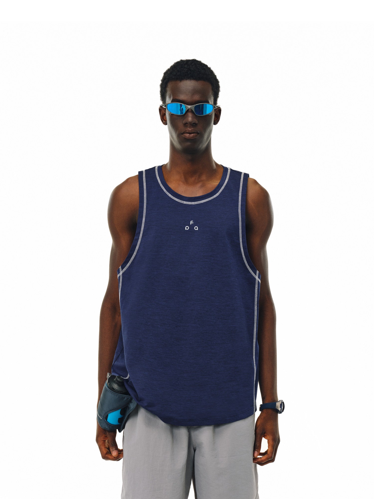 FPA High-Stretch Heather Contrast Yarn Sleeveless Vest - Summer Loose Round Neck Basketball Fitness Tank Top