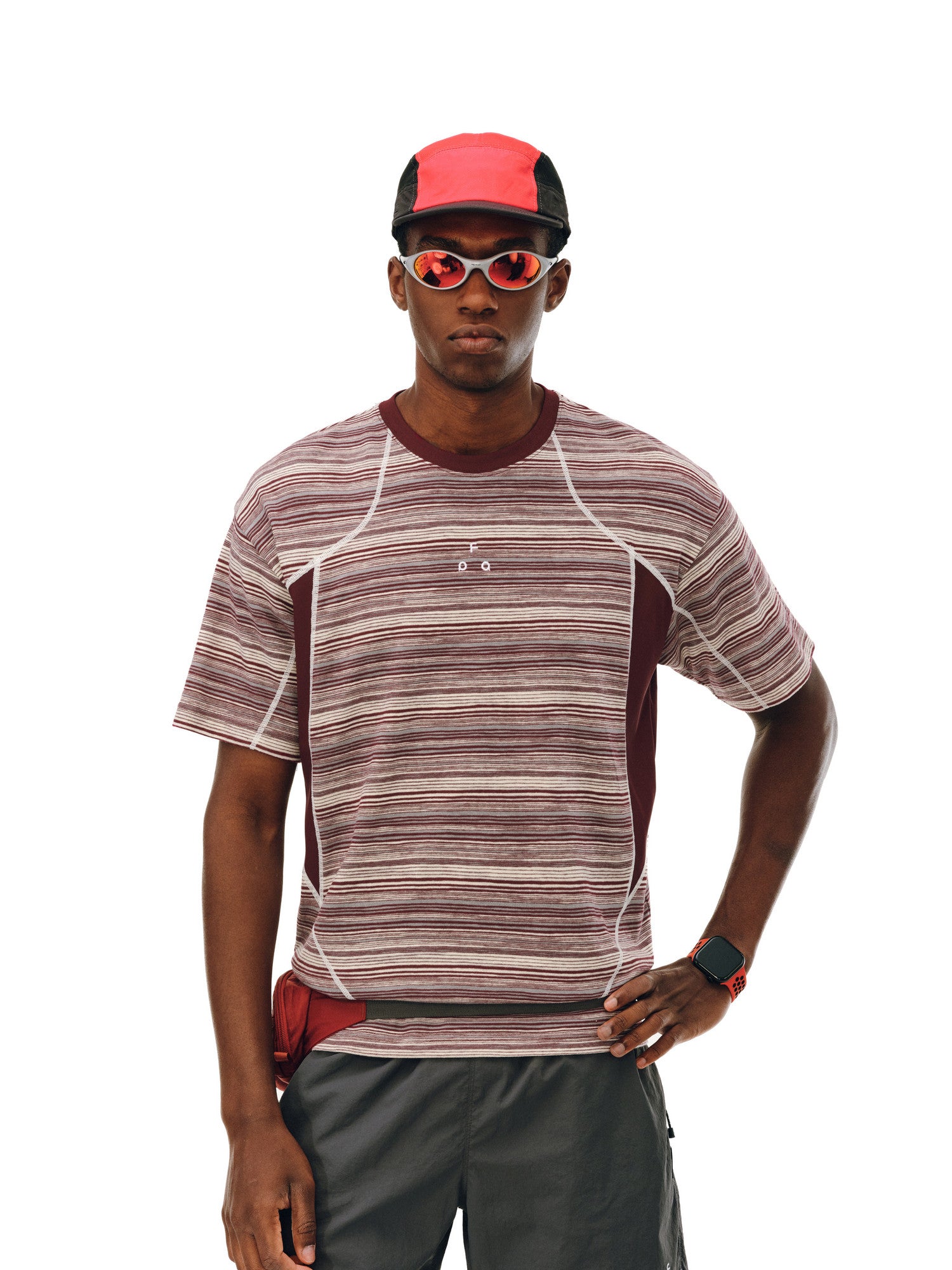 FPA Striped Color-Block Short Sleeve T-Shirt for Men and Women, Outdoor Sports Casual Summer Tee