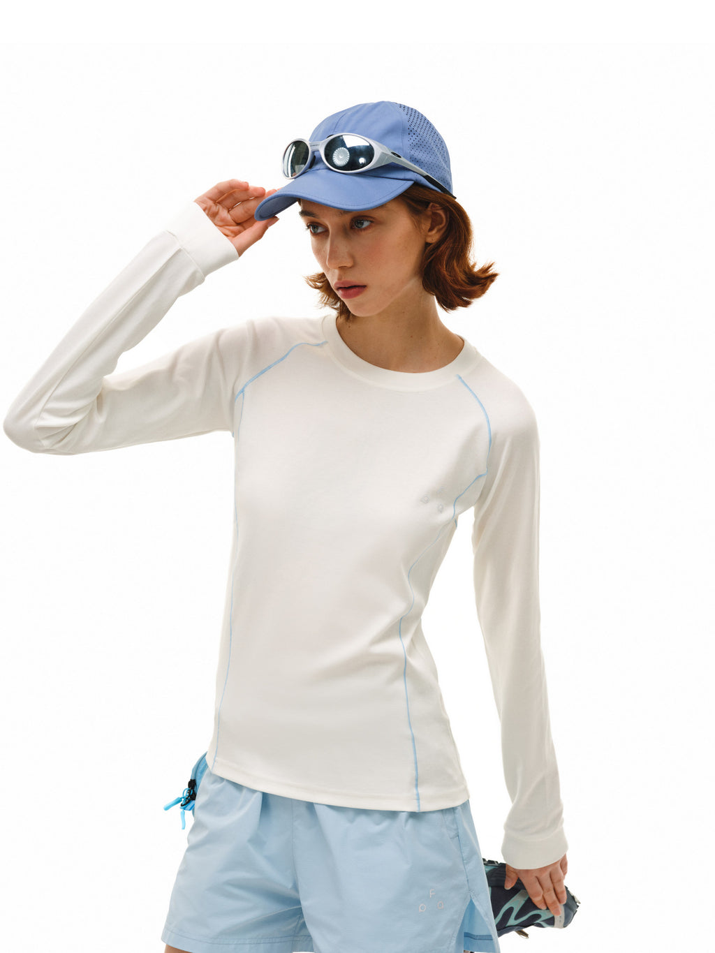 FPA Contrast Stitch Triangle Logo Basic Spring Outdoor Sports Slim Fit Casual Long Sleeve T-Shirt for Women