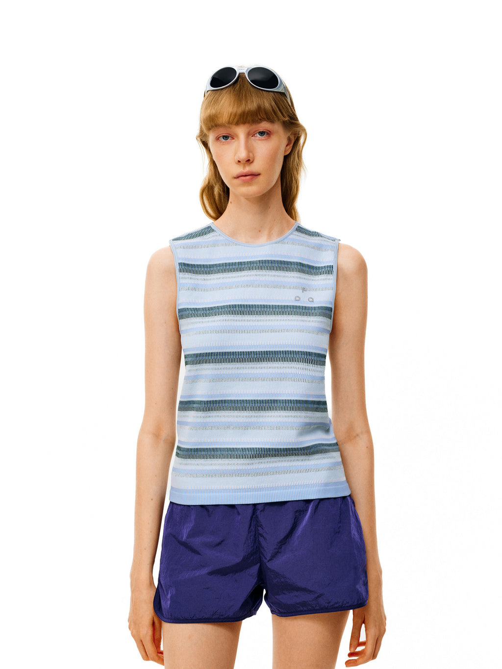 FPA Seamless Knit Striped Vest for Women 2026 New Sports Fitness Casual Round Neck Sleeveless T-Shirt