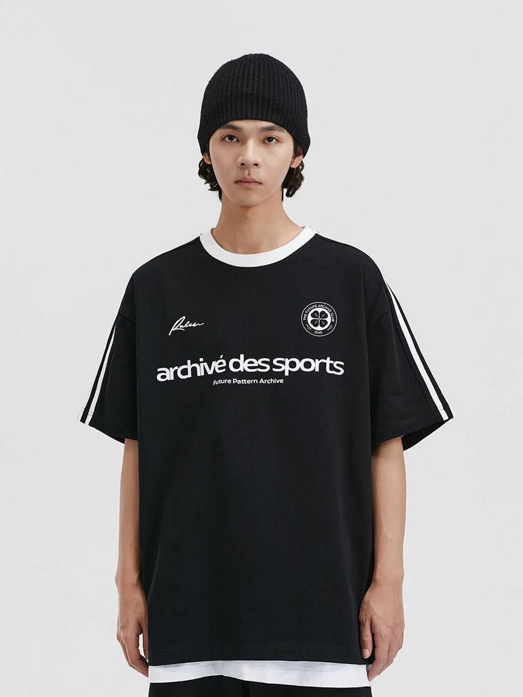 FPA Sports Panel Woven Strap Short Sleeve T-Shirt - Chinese Streetwear American Retro Loose Round Neck Printed 2026 New Style