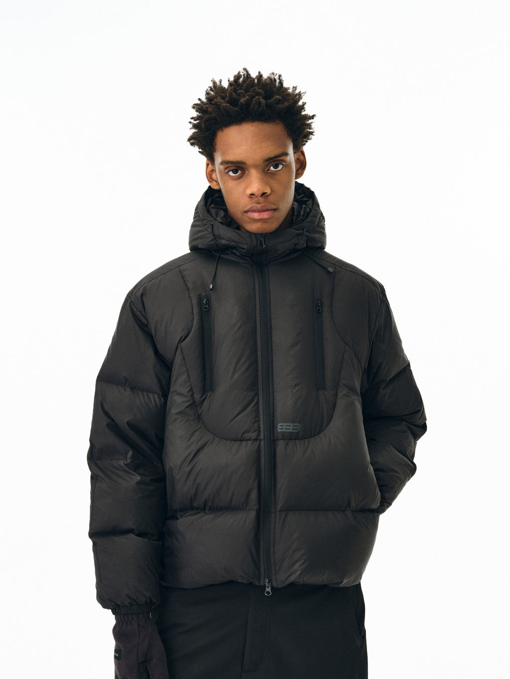 FPA Double-Layer Hooded Down Jacket Winter Design Loose Couple Black Warm Coat Men