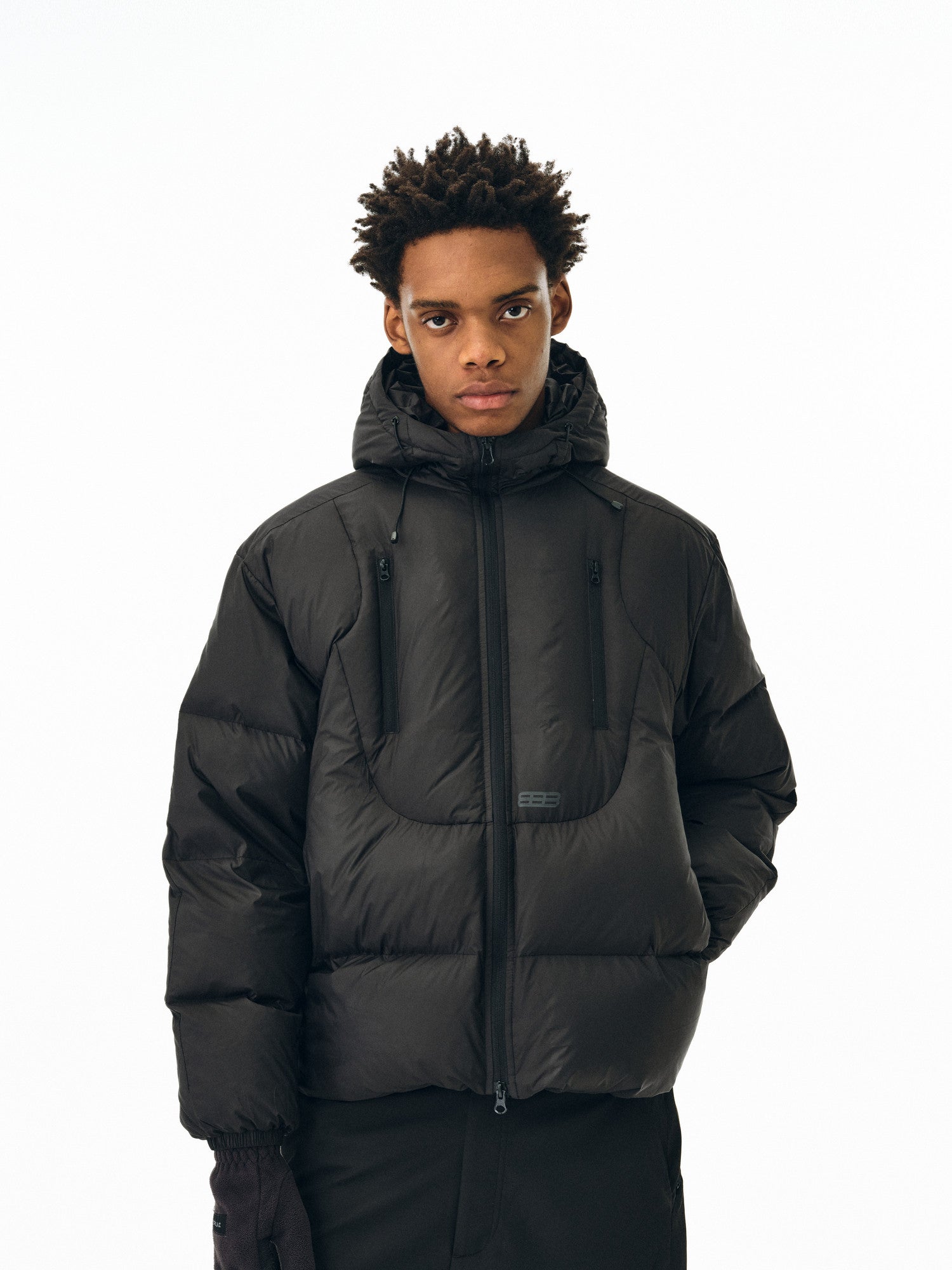 FPA Double-Layer Hooded Down Jacket Winter Design Loose Couple Black Warm Coat Men