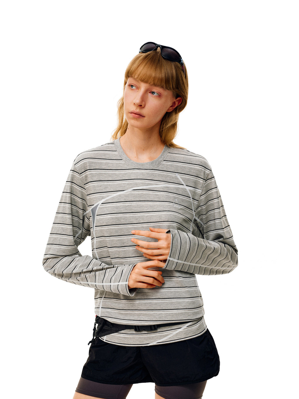 FPA Textured Stripe Long-Sleeve Tee – Casual Sports Contrast Color Crew Neck Unisex T-Shirt
