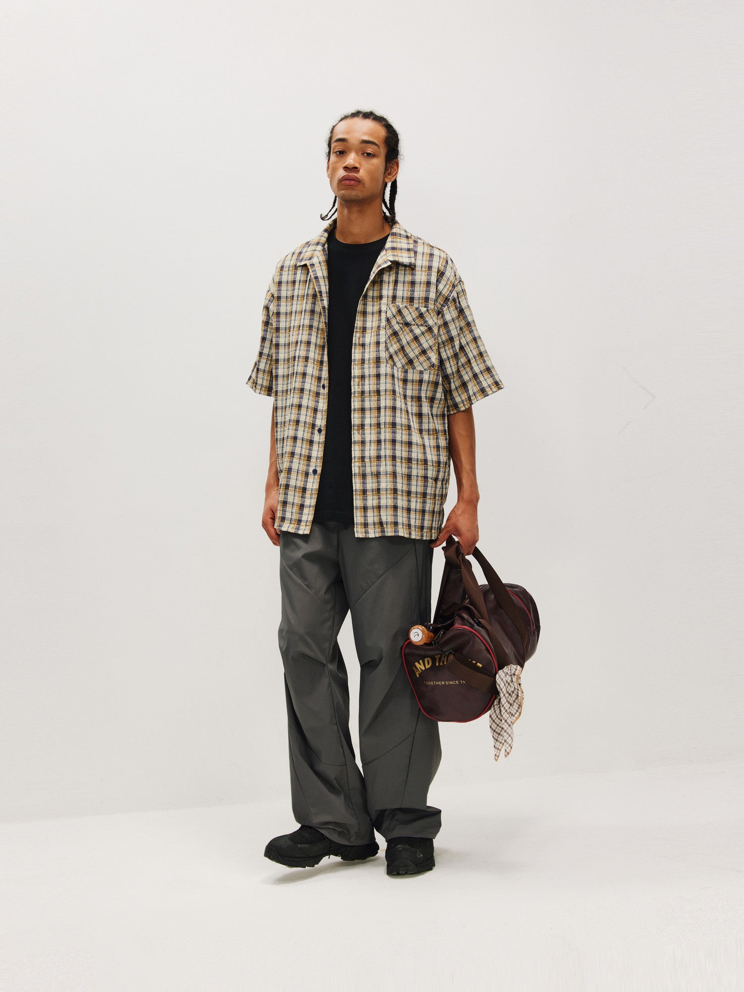 FPA Plaid Cuban Short-Sleeve Shirt – American Retro Streetwear Summer Loose-Fit Casual Shirt for Men