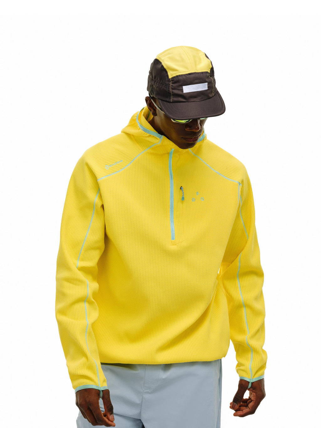 FPA Sun-Protective Quick-Dry Sports Hooded Long-Sleeve Shirt with Contrast Half-Zip, Casual Spring Outdoor Unisex T-Shirt