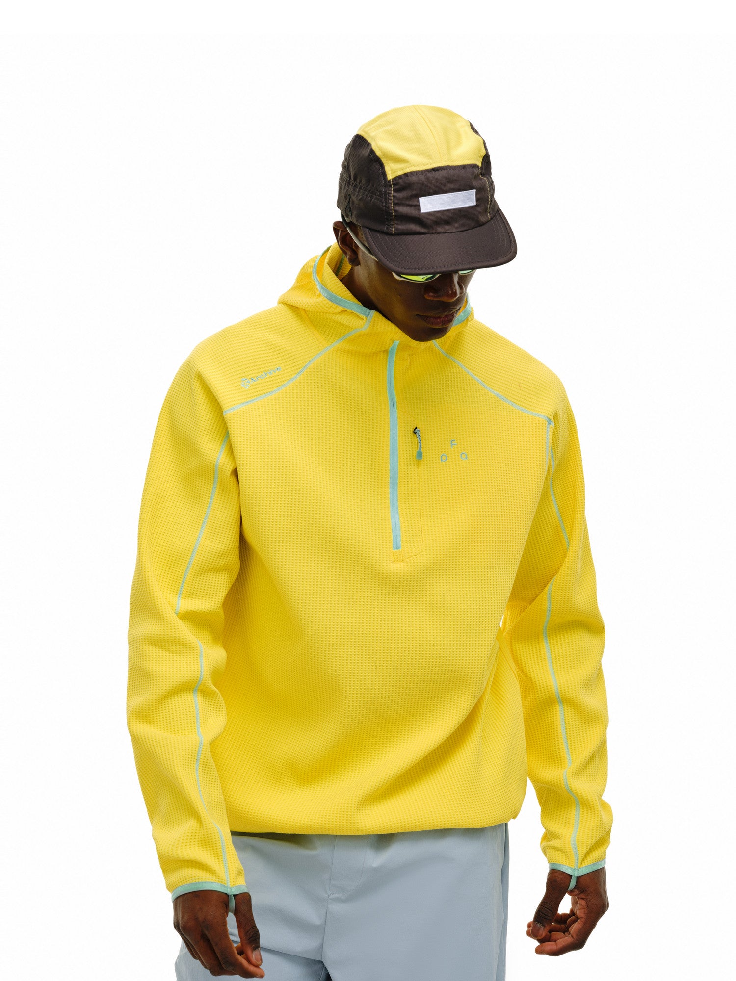 FPA Sun-Protective Quick-Dry Sports Hooded Long-Sleeve Shirt with Contrast Half-Zip, Casual Spring Outdoor Unisex T-Shirt