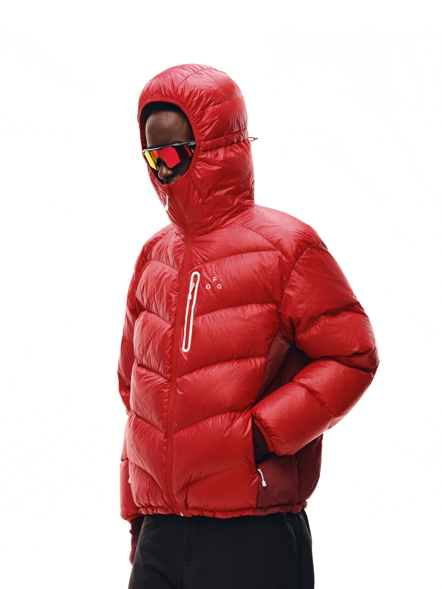 FPA Textured Patchwork Hooded Down Jacket - Winter Thick Warm Outdoor Sports Contrast Color Design Down Coat