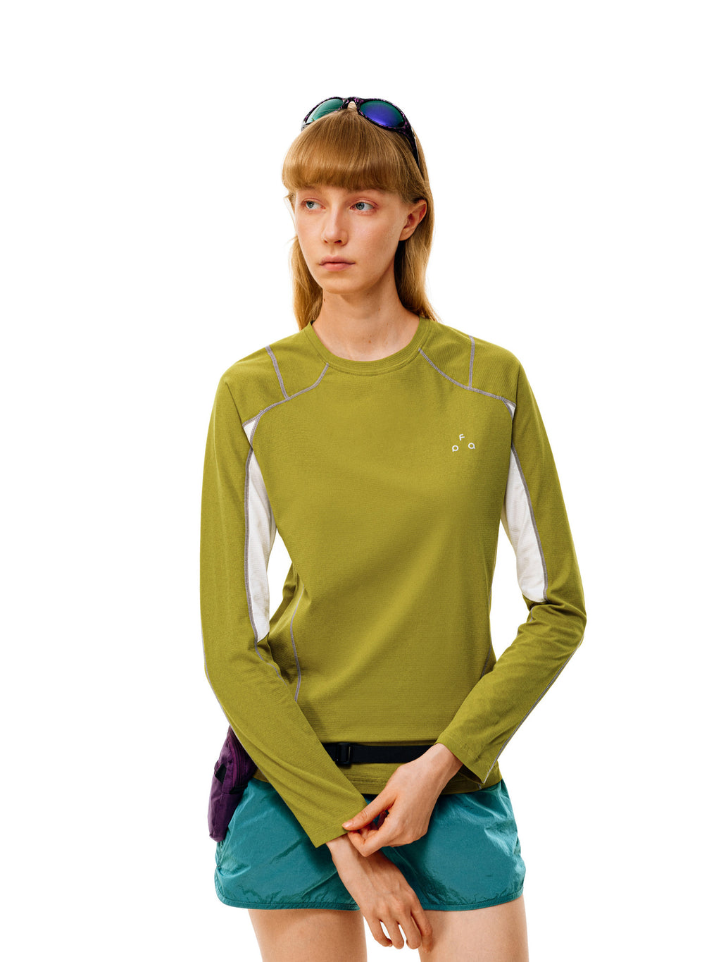 FPA Moisture-Wicking UV-Protective Color-Block Long-Sleeve Quick-Dry Crew Neck T-Shirt for Women
